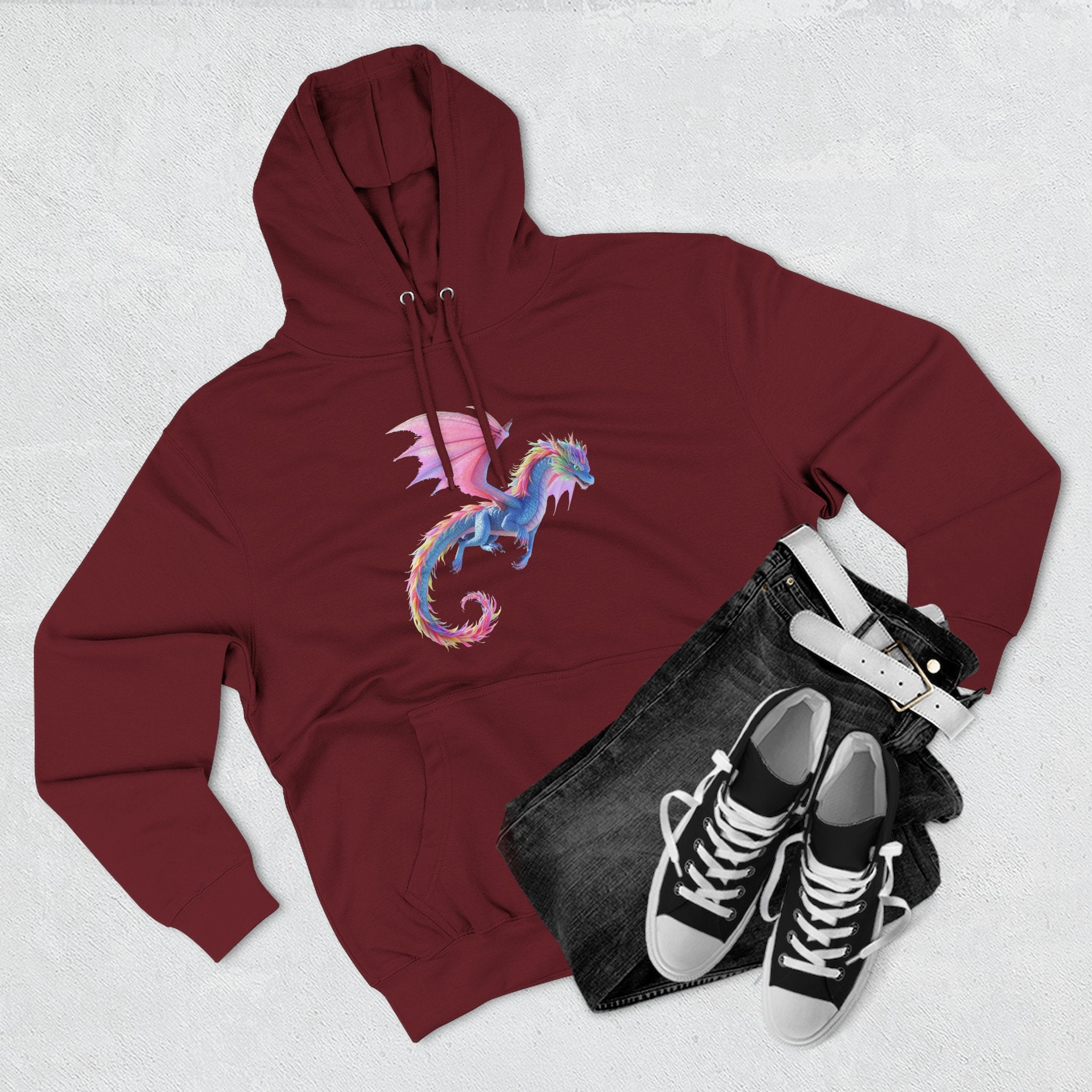 Dragon Watercolor Hoodie — Pastel Fantasy Flying Dragon Sweatshirt