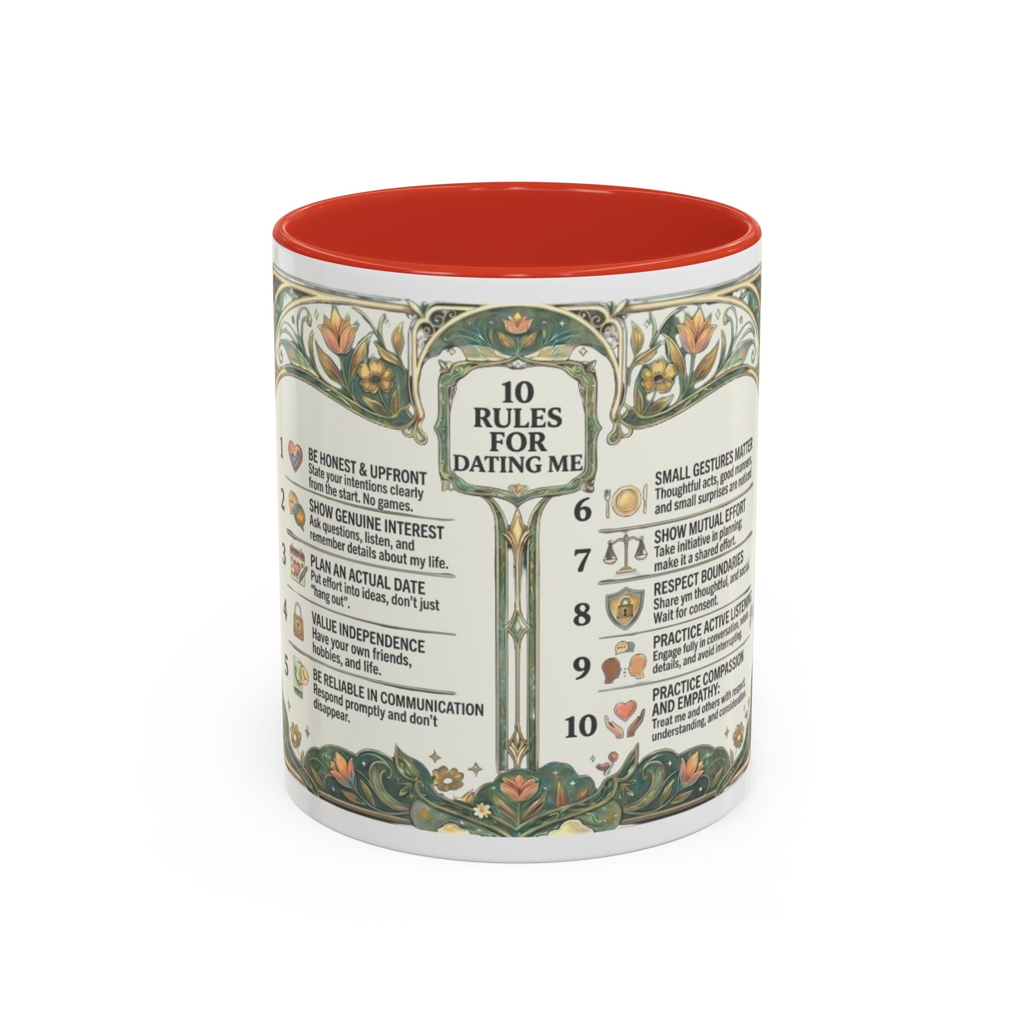 Accent Mug — '10 Rules for Dating Me' Decorative Coffee Cup