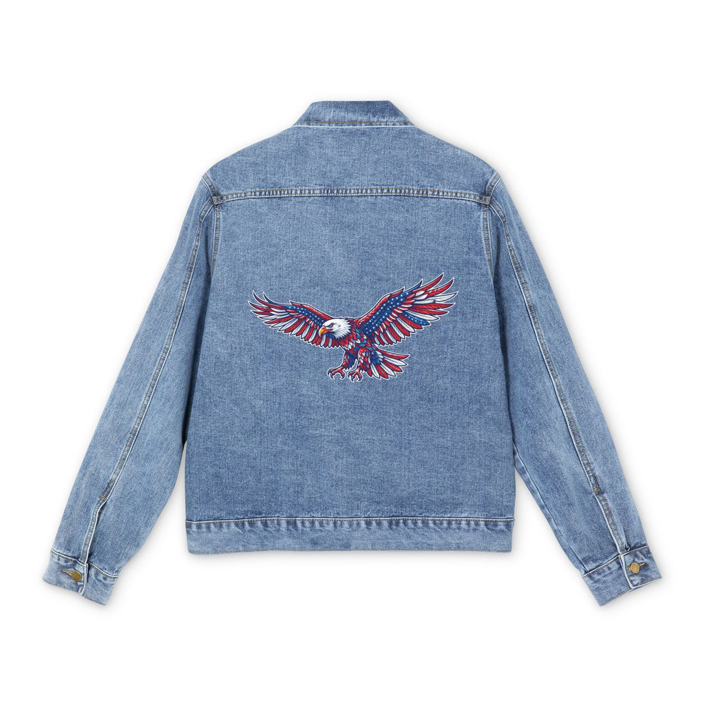 Denim Jacket with Patriotic Eagle Embroidery – Men’s Casual Americana Outerwear