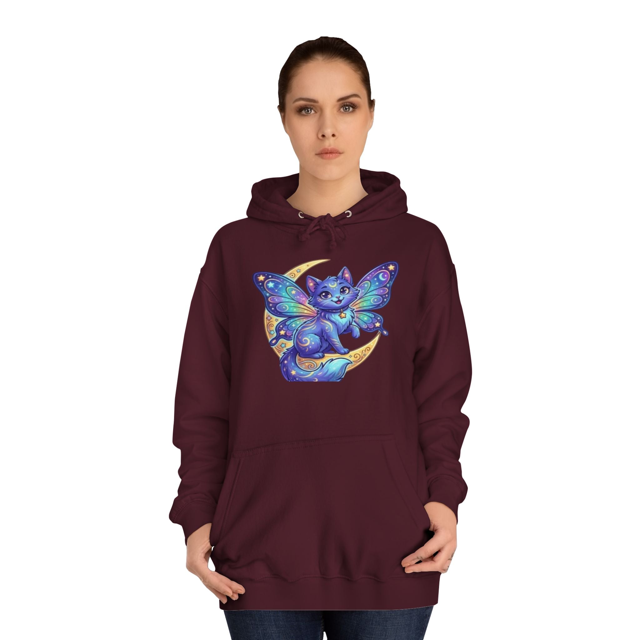 Butterfly Cat Hoodie — Cosmic Purple Kitty Graphic Pullover