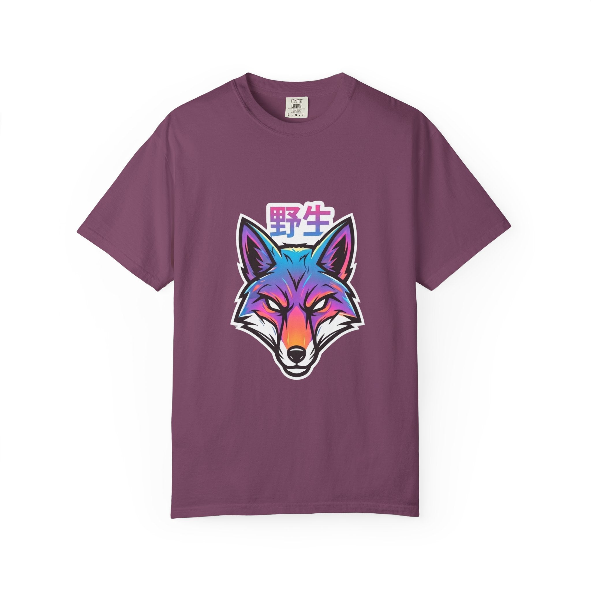 Neon Fox Graphic T-Shirt — Wild (野生) Japanese Kanji Tee