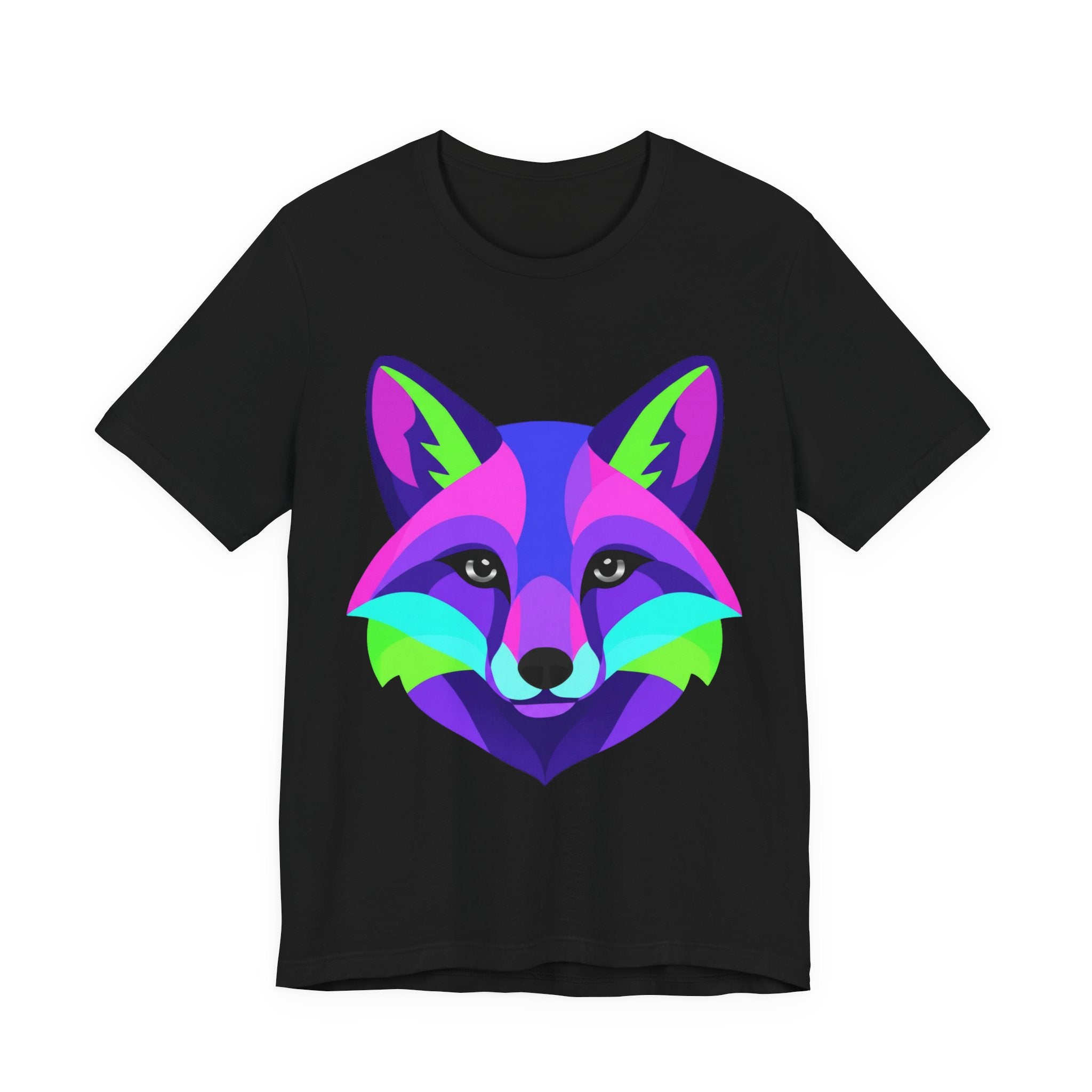 Colorful Neon Fox T-Shirt — Vibrant Geometric Fox Tee for Animal Lovers