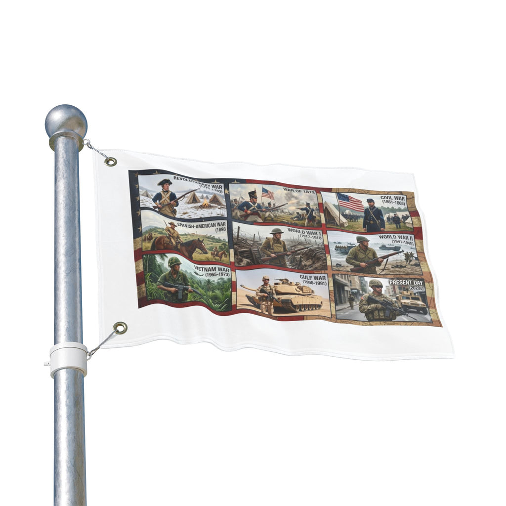 Military History Double-Sided Flag — Revolutionary War to Present Day