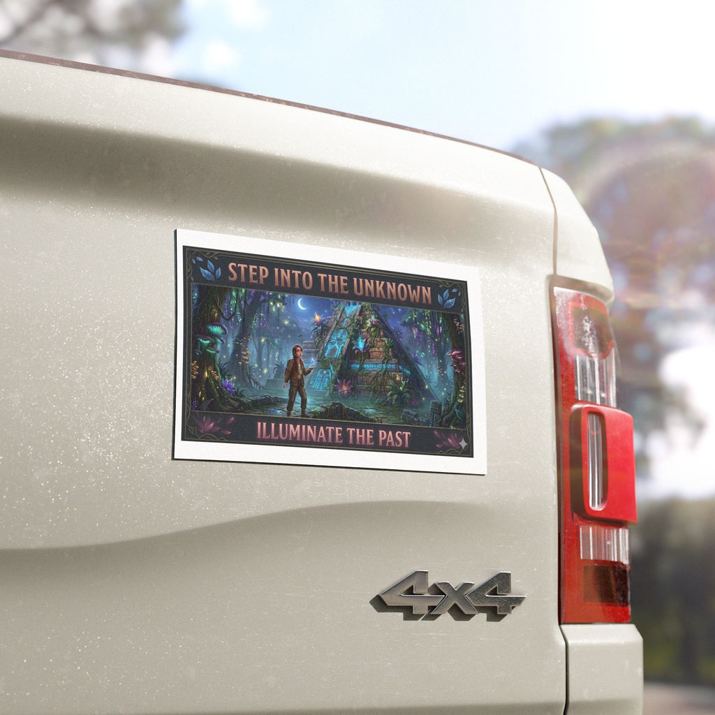 Car Magnet — "Step Into The Unknown, Illuminate The Past" Mystical Forest Design