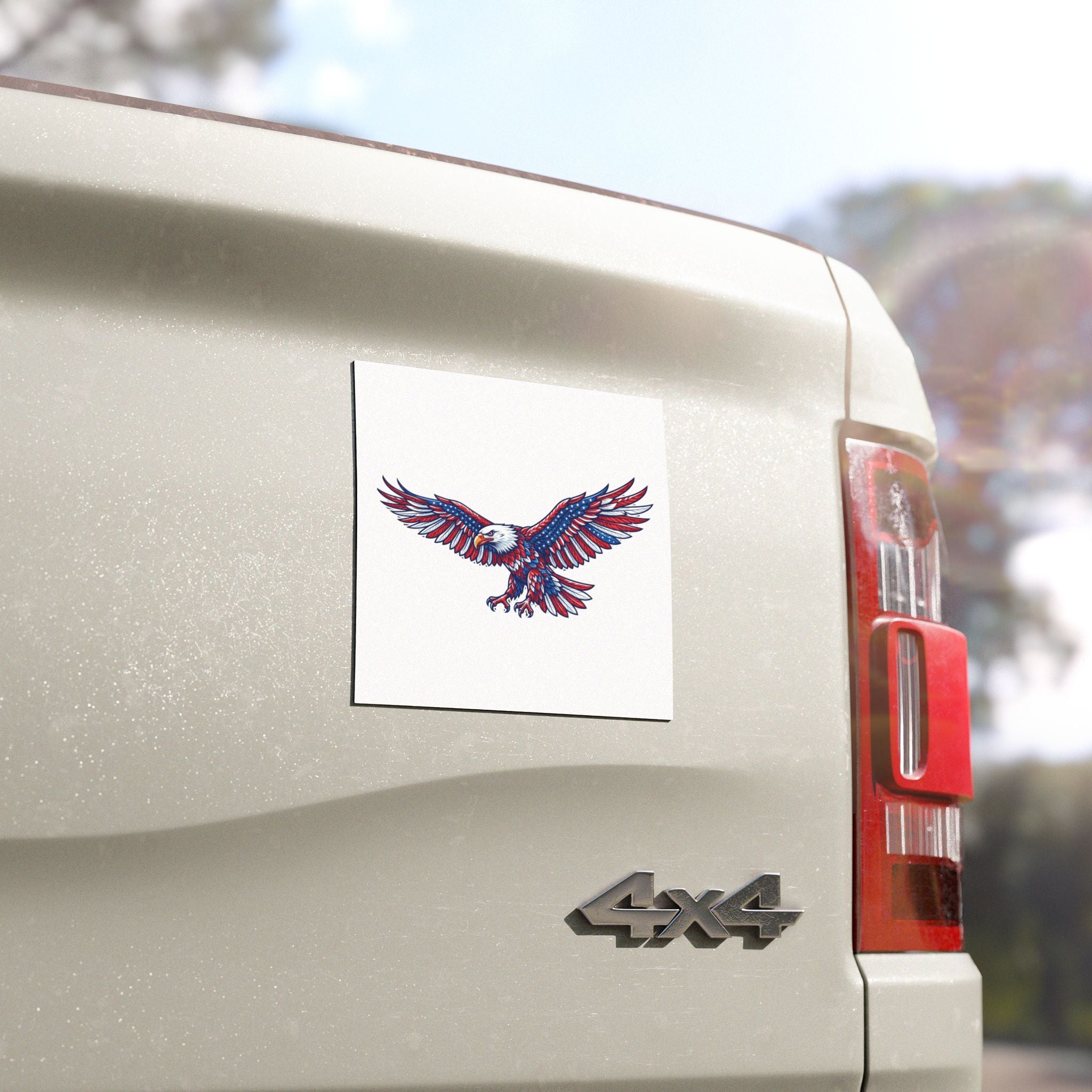 Patriotic Bald Eagle Car Magnet — American Flag Colors, Red White & Blue Vehicle Decal