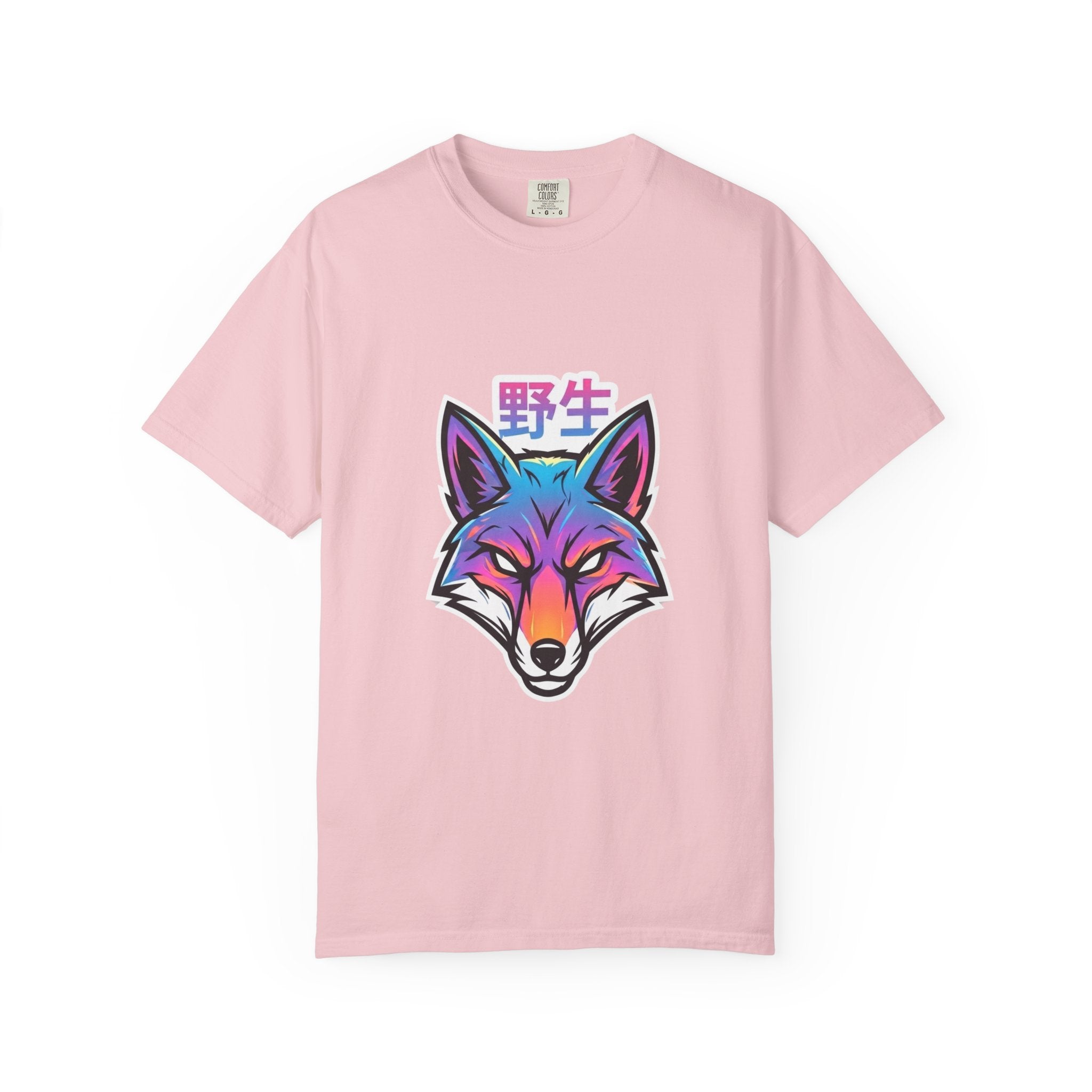 Neon Fox Graphic T-Shirt — Wild (野生) Japanese Kanji Tee