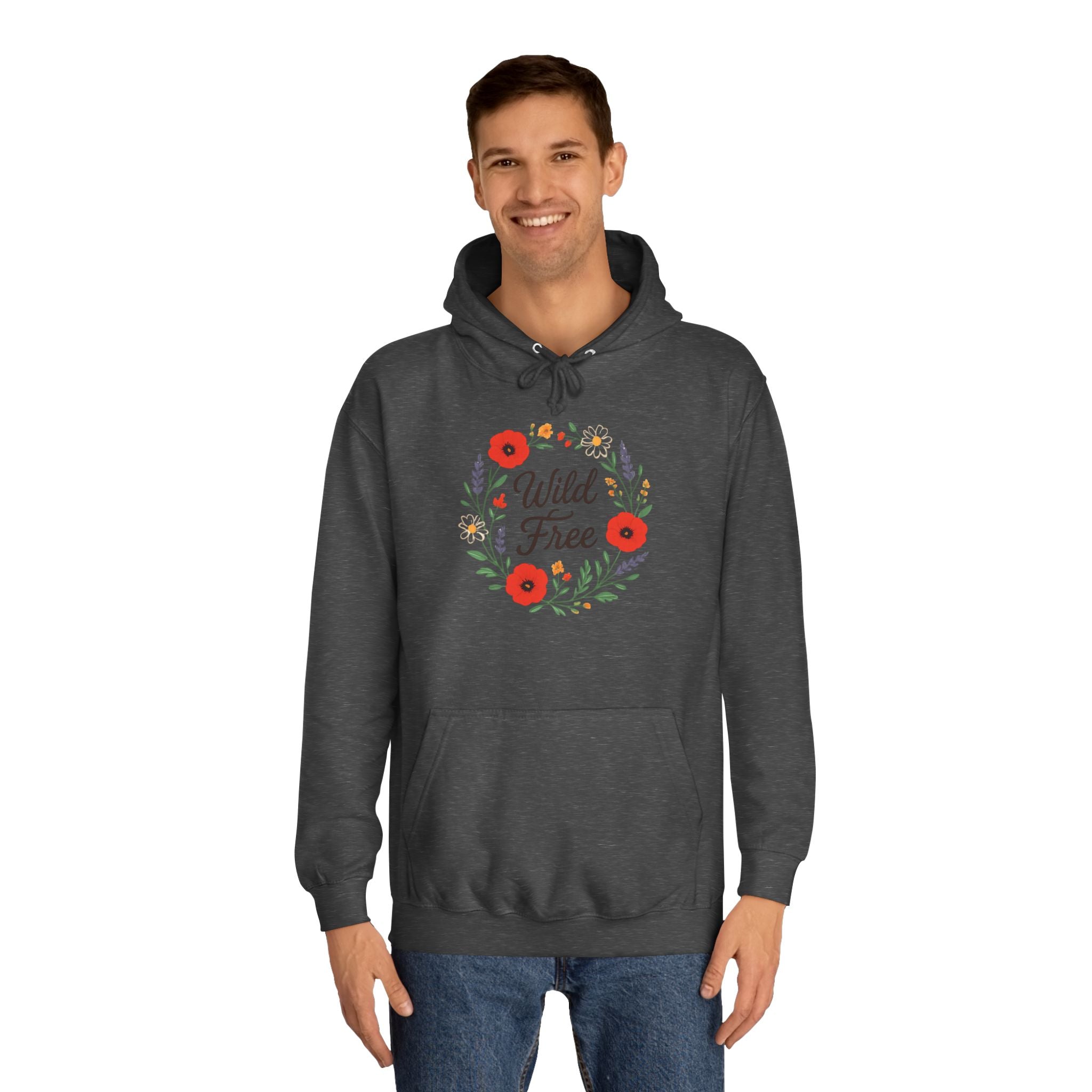 Wild & Free Floral Hoodie — Women's Boho Inspirational Sweatshirt