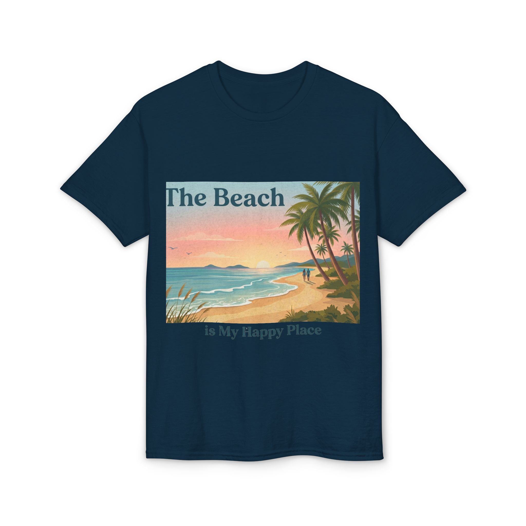 Beach Is My Happy Place T-Shirt — Tropical Sunset Vacation Tee