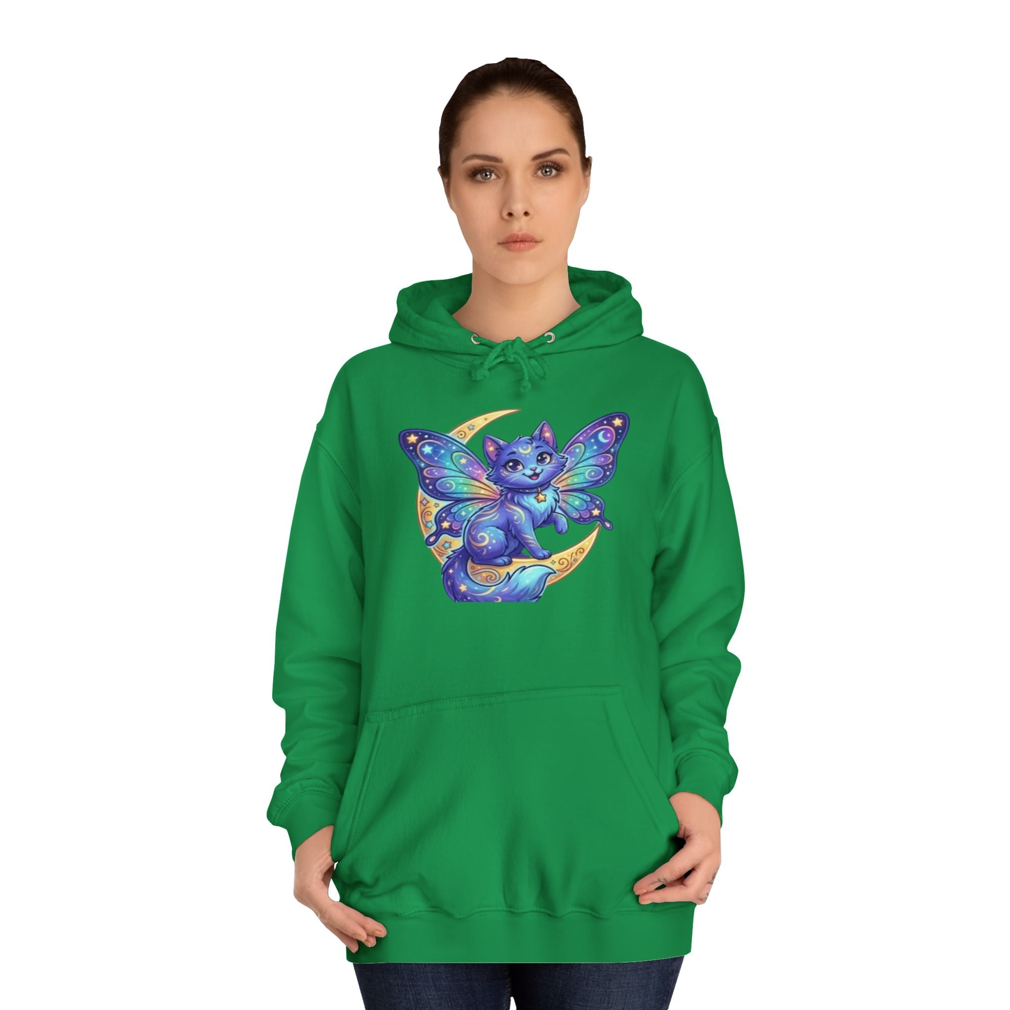 Butterfly Cat Hoodie — Cosmic Purple Kitty Graphic Pullover