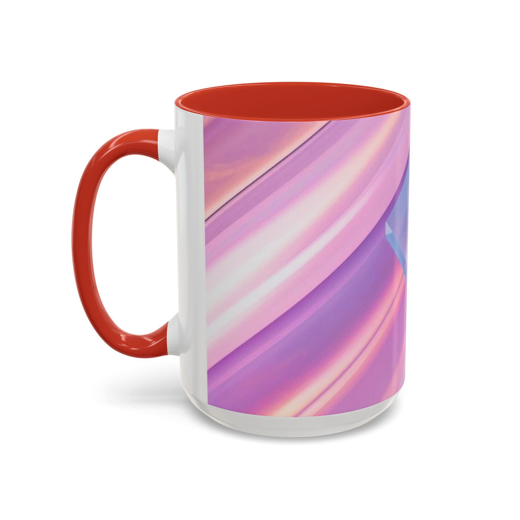 Pastel Swirl Accent Coffee Mug — Iridescent Pink & Blue 11/15oz