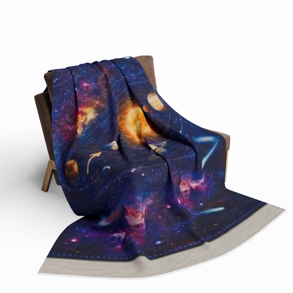 Solar System Galaxy Fleece Blanket — Space Planets & Comets Throw