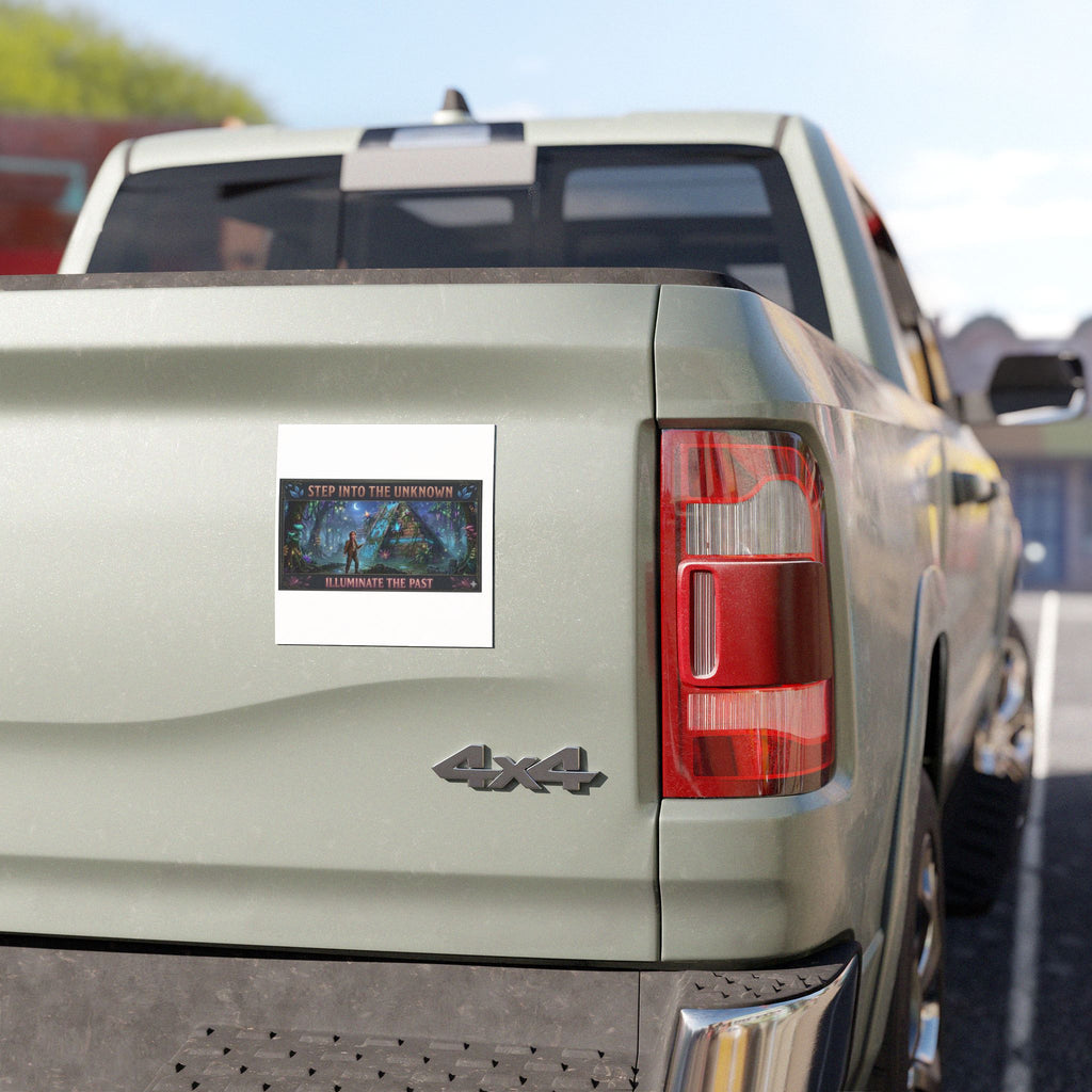 Car Magnet — "Step Into The Unknown, Illuminate The Past" Mystical Forest Design