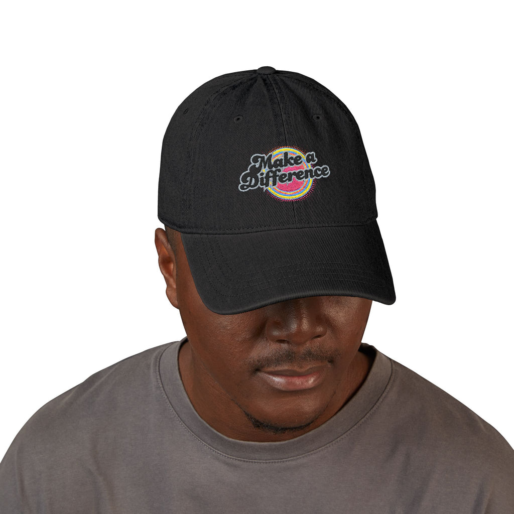 Make a Difference Embroidered Denim Hat — Inspirational Baseball Cap