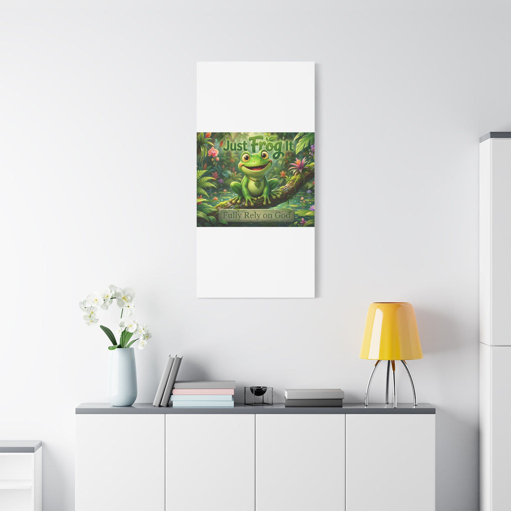 Just Frog It Canvas Wall Art — "Fully Rely on God" Inspirational Frog Print