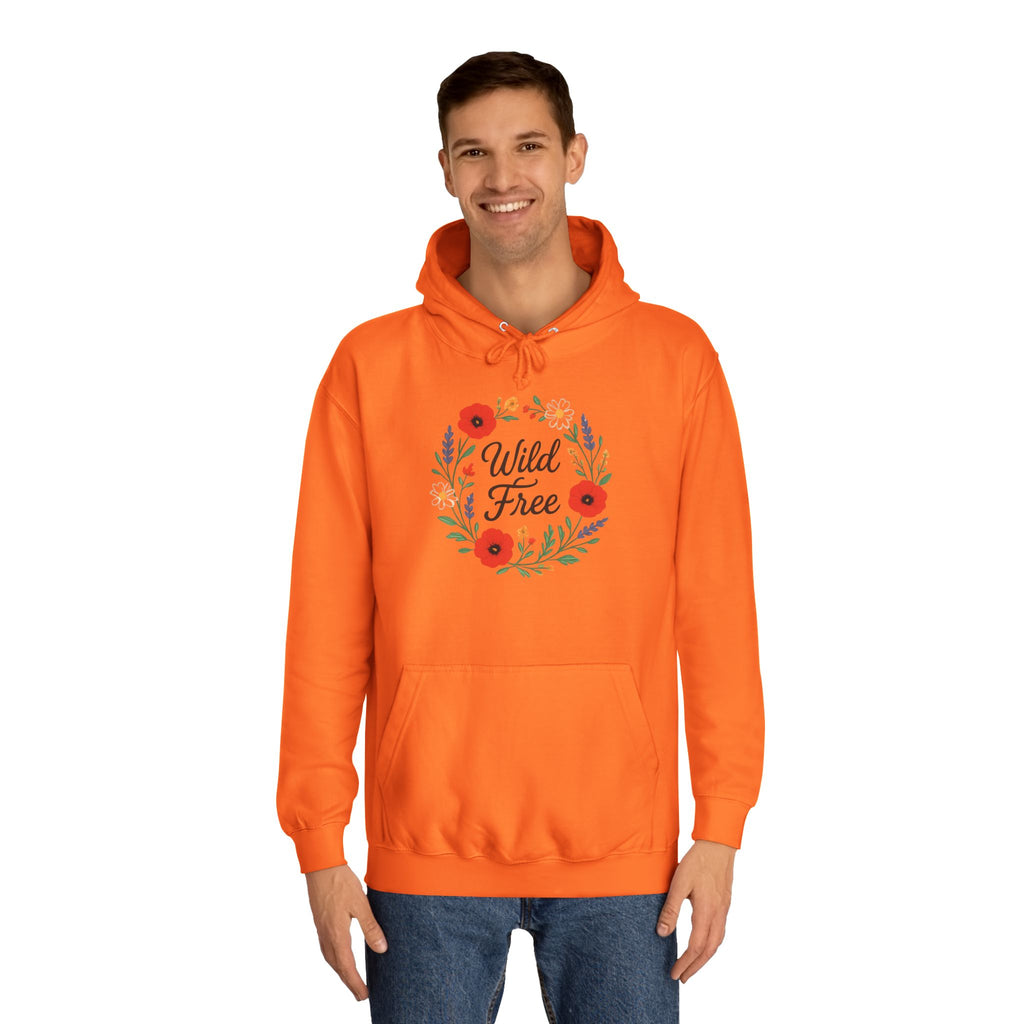 Wild & Free Floral Hoodie — Women's Boho Inspirational Sweatshirt