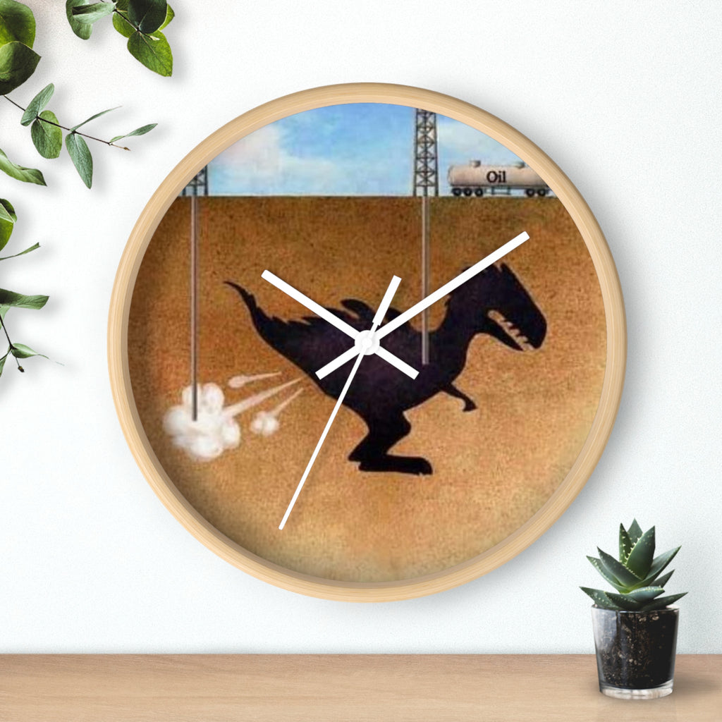 Wall Clock — Retro Dino Silhouette Fossil Art Clock