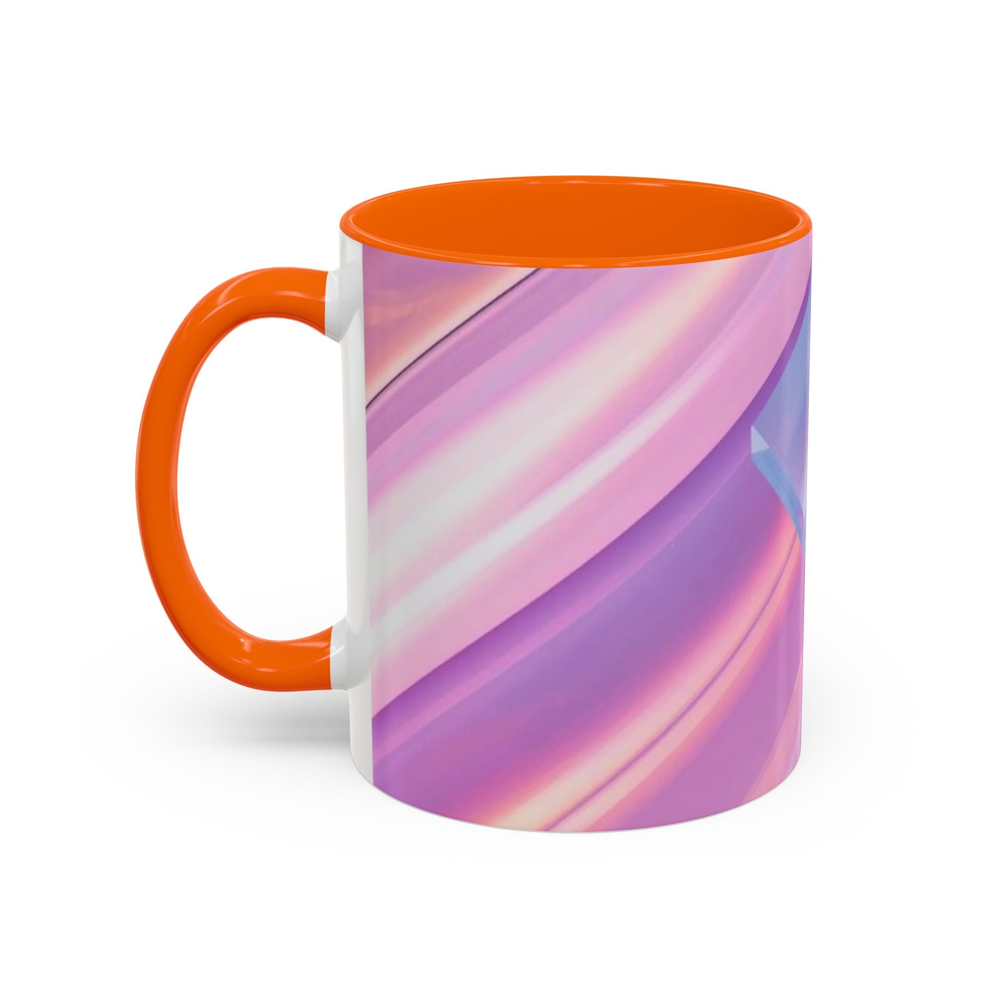 Pastel Swirl Accent Coffee Mug — Iridescent Pink & Blue 11/15oz