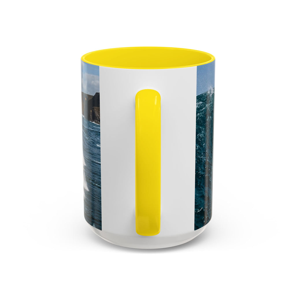 Surfing Wave Accent Coffee Mug — Ocean Beach Surfboard Photo 11/15oz