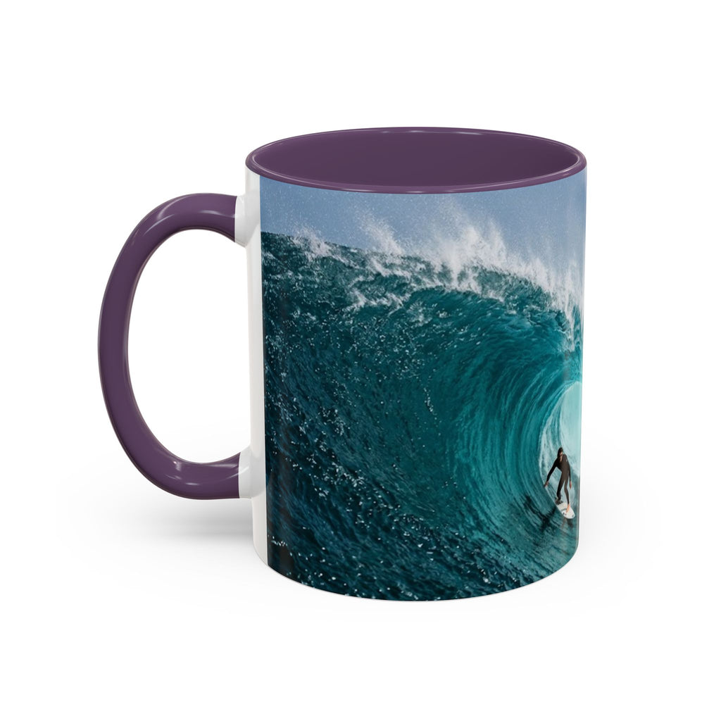 Surfing Wave Accent Coffee Mug — Ocean Beach Surfboard Photo 11/15oz