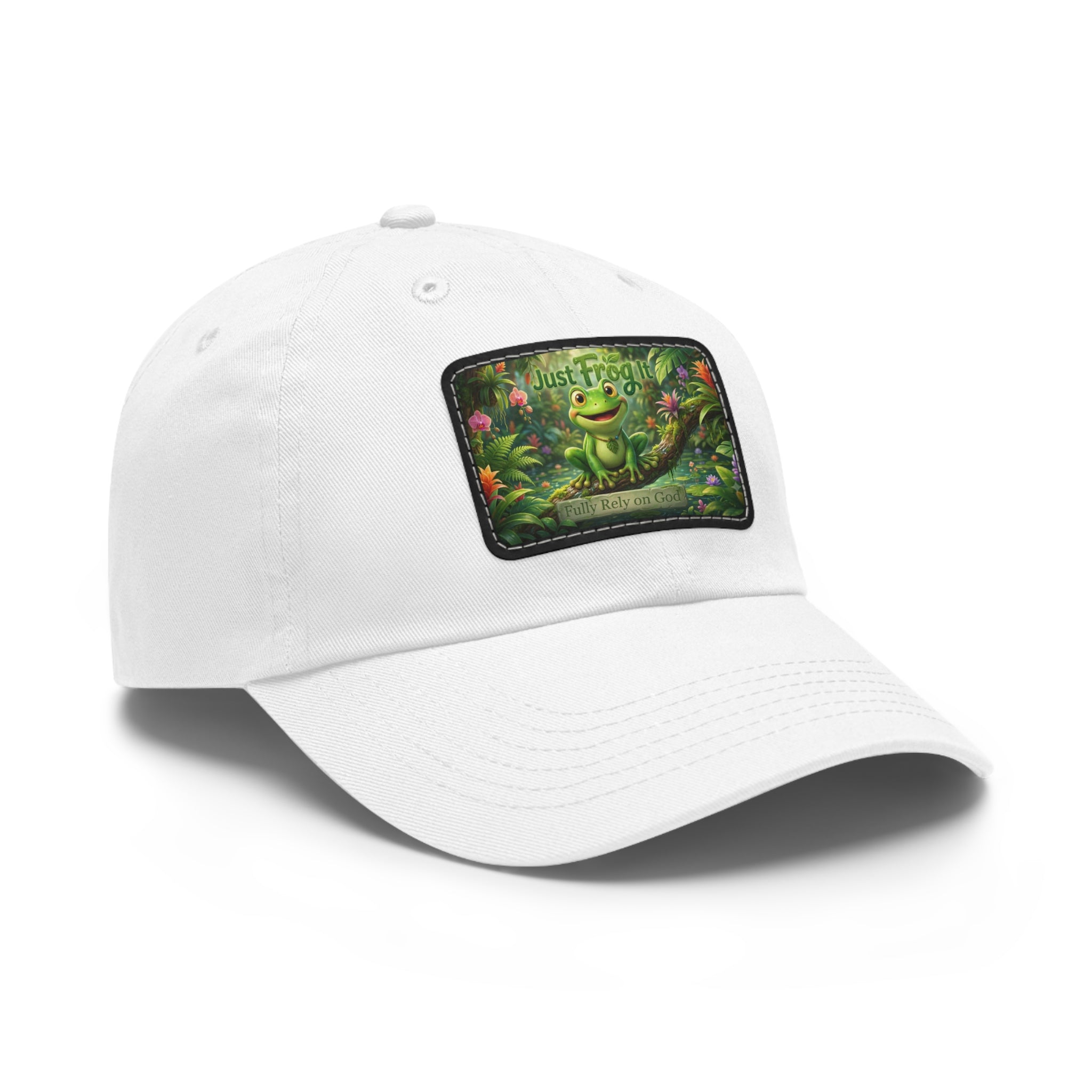 Frog Patch Dad Hat — 'Just Frog It' Leather Patch Baseball Cap