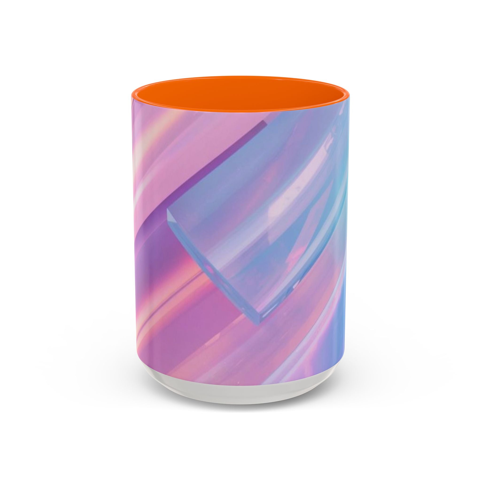 Pastel Swirl Accent Coffee Mug — Iridescent Pink & Blue 11/15oz