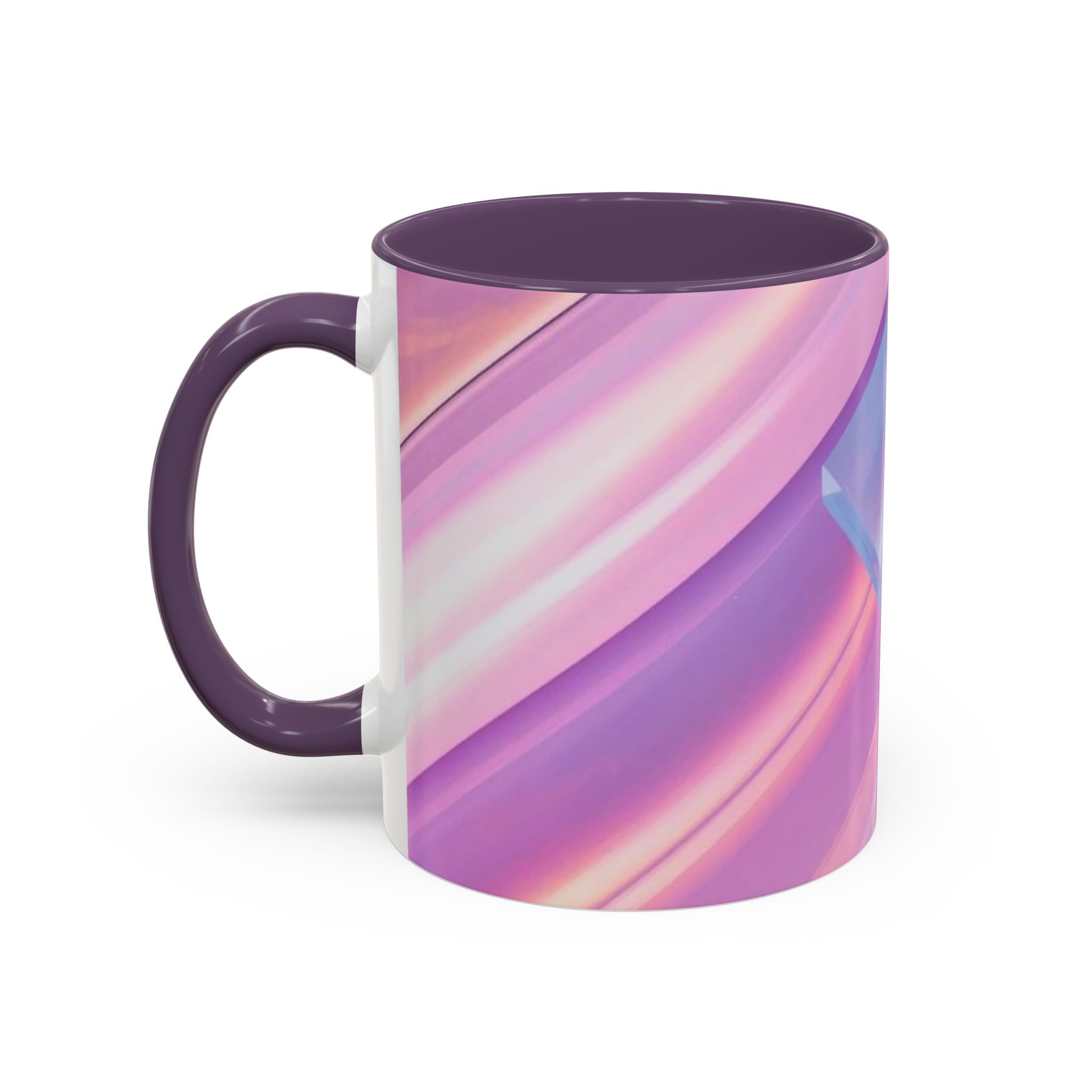 Pastel Swirl Accent Coffee Mug — Iridescent Pink & Blue 11/15oz