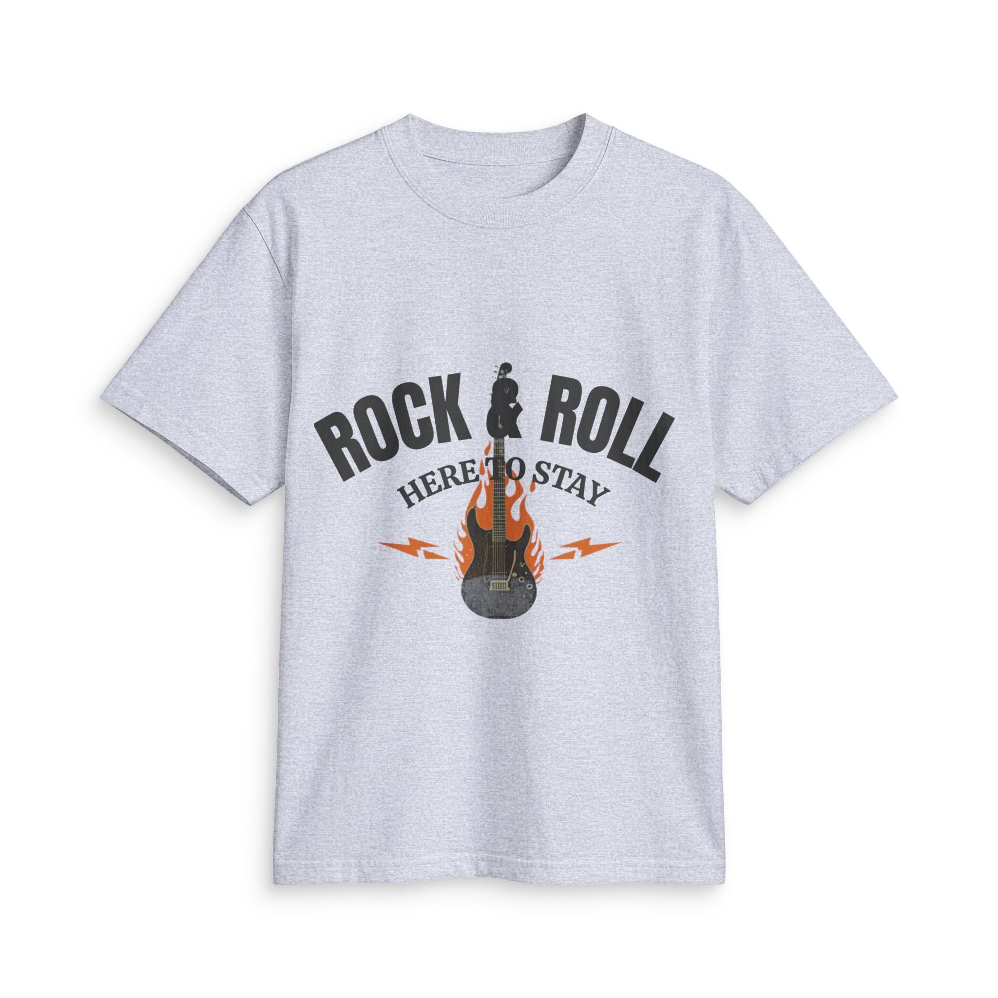 Rock & Roll Guitar Tee — "Rock & Roll Here to Stay" Graphic T-Shirt