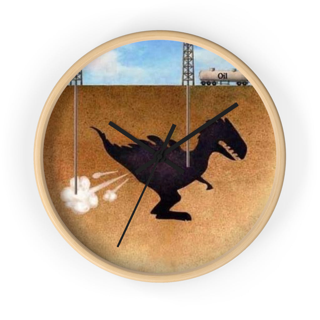 Wall Clock — Retro Dino Silhouette Fossil Art Clock