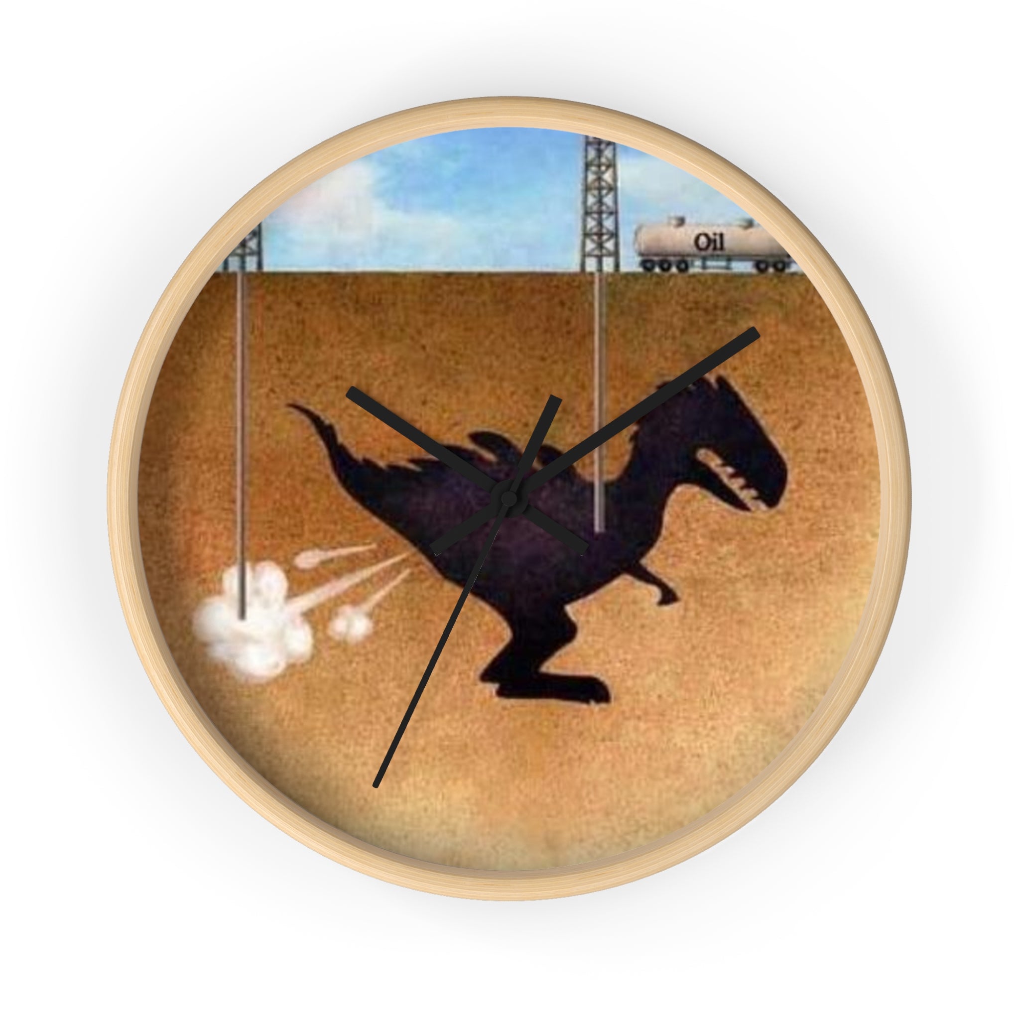 Wall Clock — Retro Dino Silhouette Fossil Art Clock