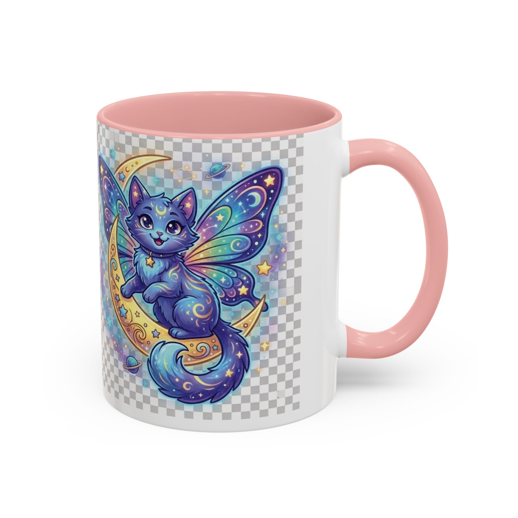 Magic Moon Cat Accent Mug — Cute Fantasy Butterfly Kitty Coffee Cup (11/15oz)