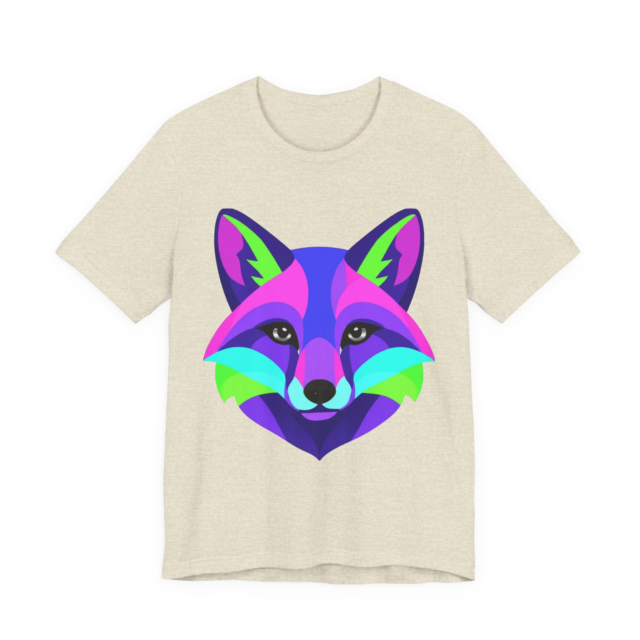 Colorful Neon Fox T-Shirt — Vibrant Geometric Fox Tee for Animal Lovers