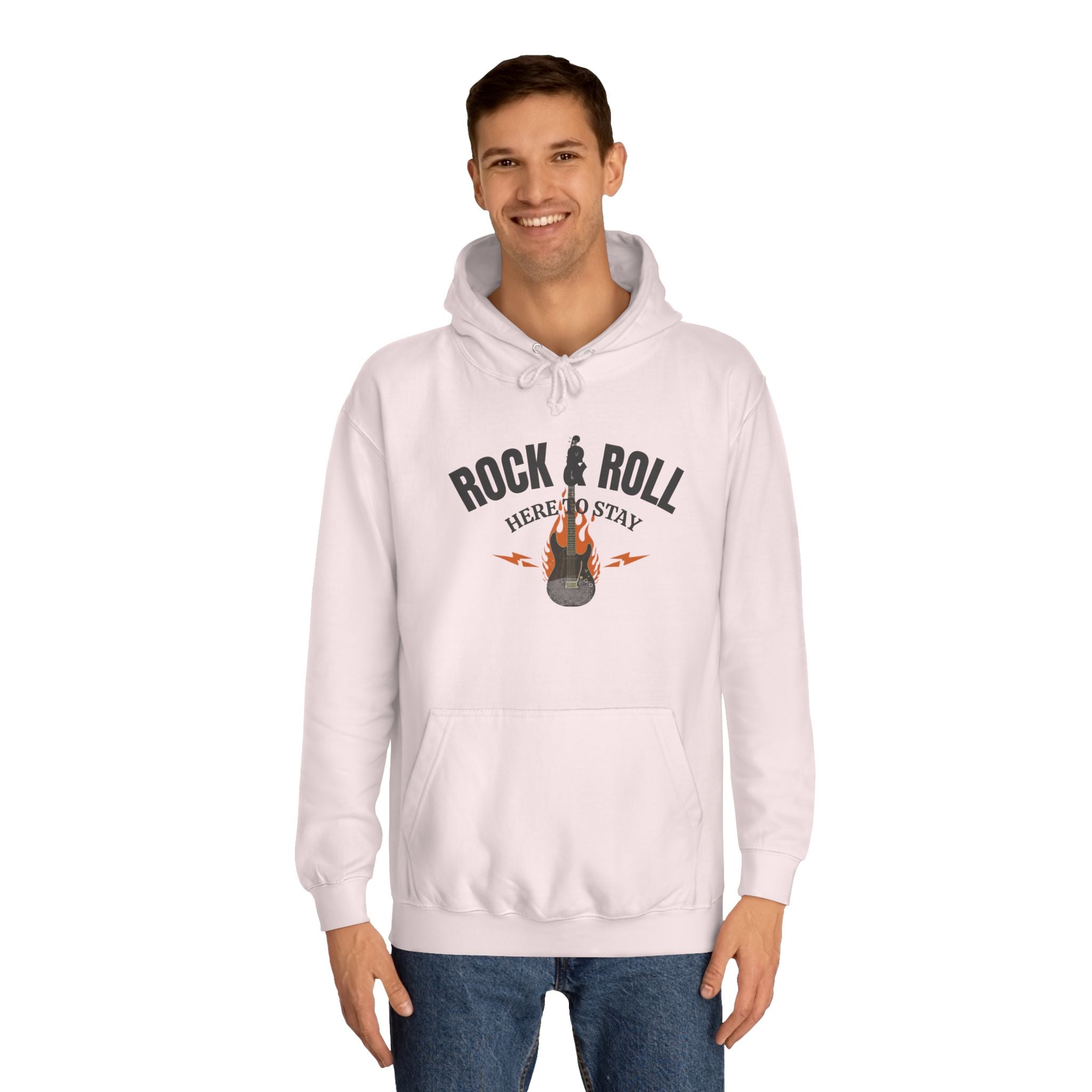 Rock & Roll Flame Guitar Hoodie — Vintage Music College Sweatshirt