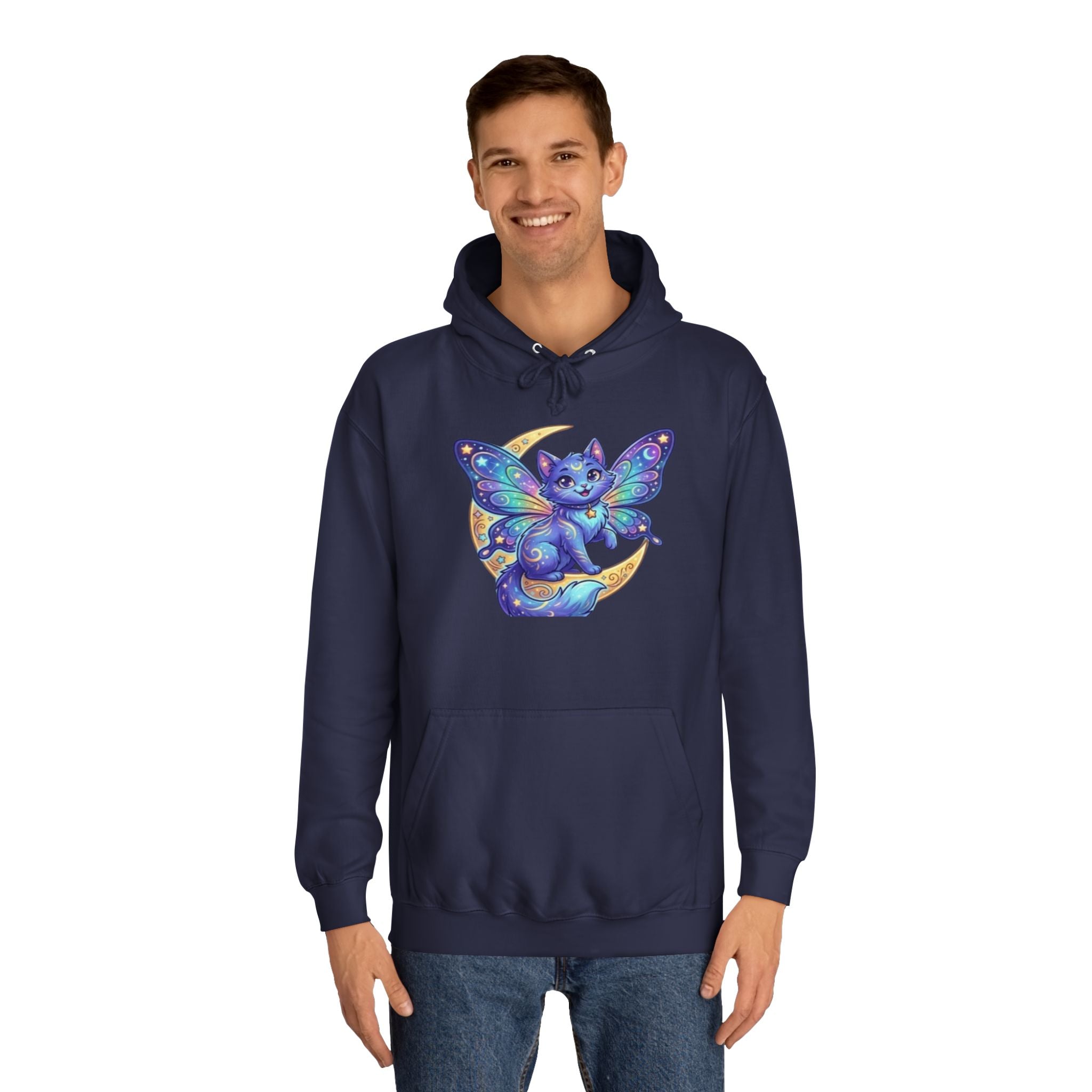 Butterfly Cat Hoodie — Cosmic Purple Kitty Graphic Pullover