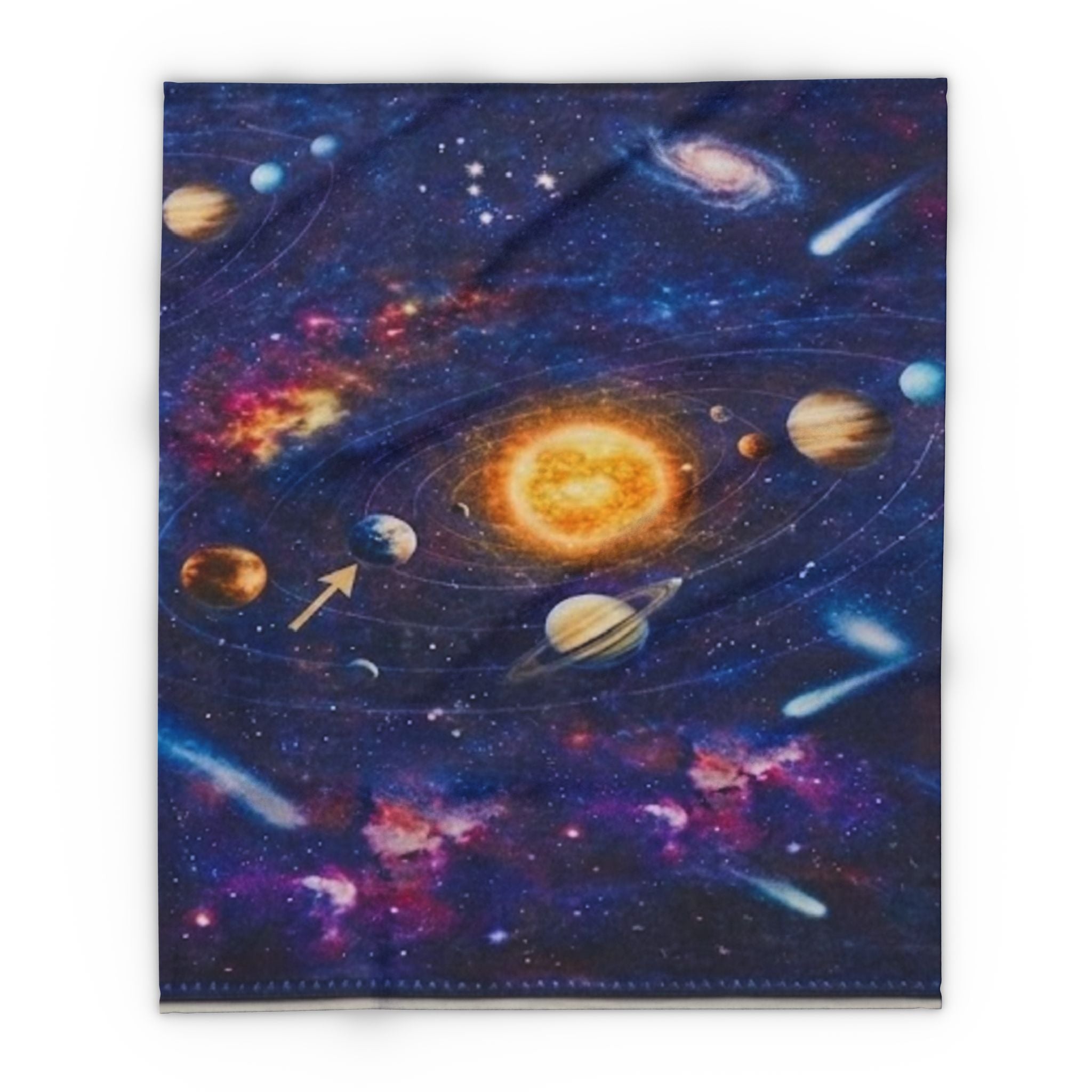 Solar System Galaxy Fleece Blanket — Space Planets & Comets Throw