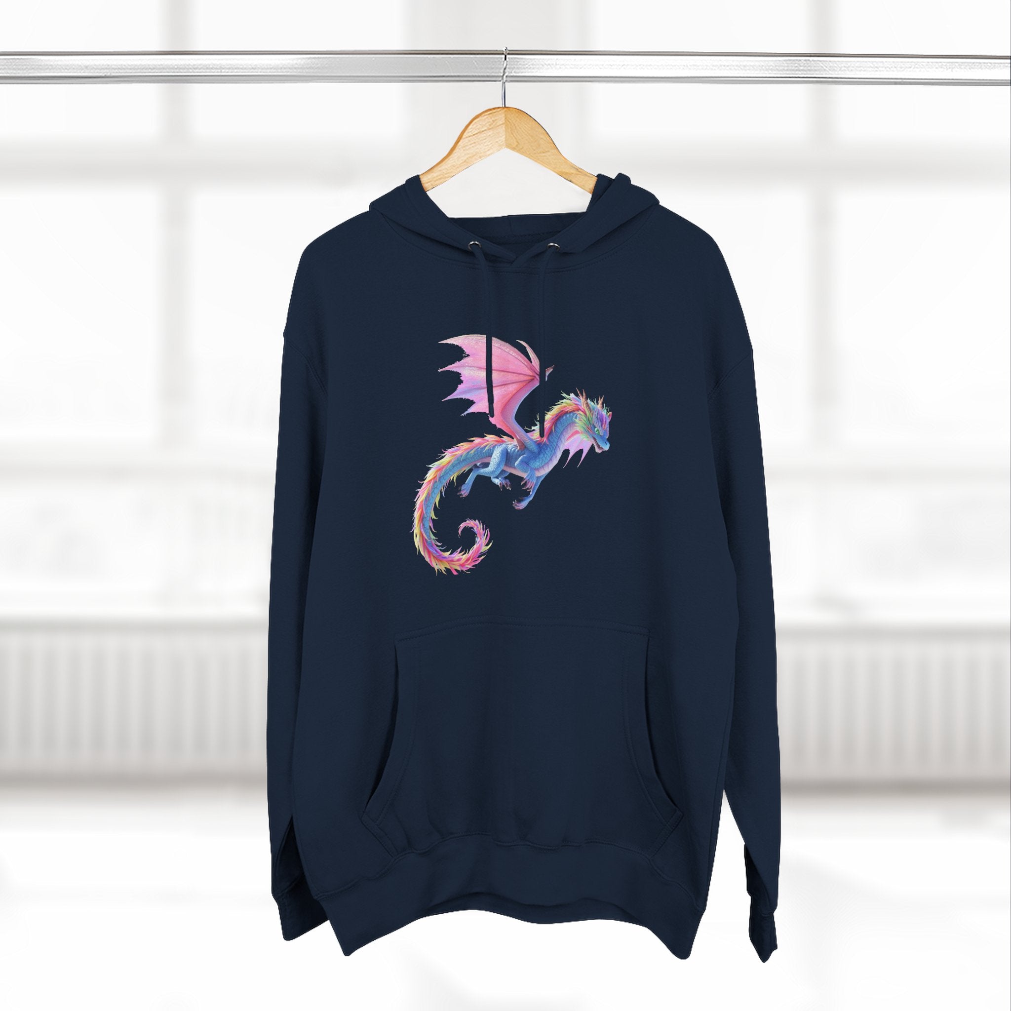 Dragon Watercolor Hoodie — Pastel Fantasy Flying Dragon Sweatshirt
