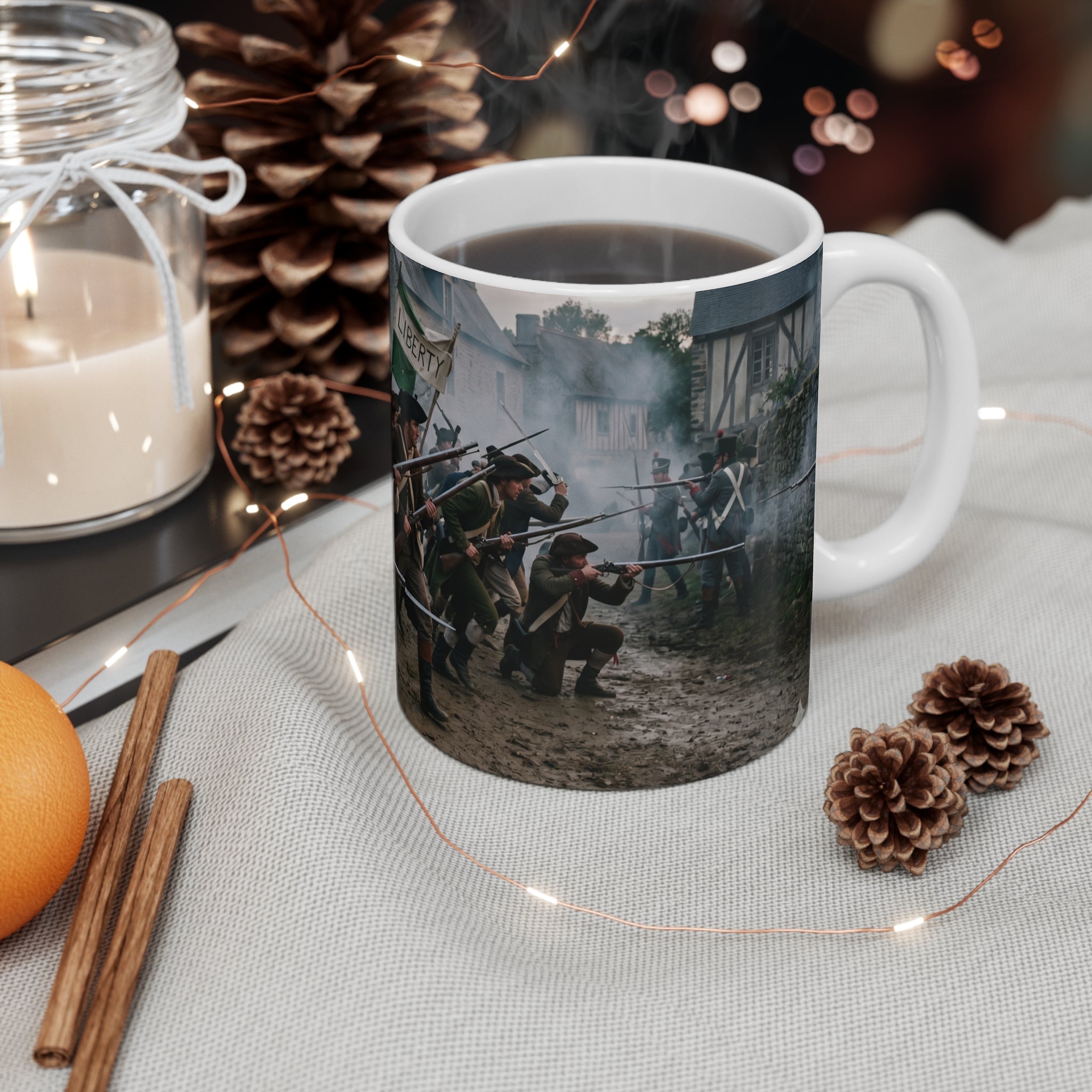 Liberty Revolution Mug — Historical Battle Scene 11oz Ceramic Coffee Cup