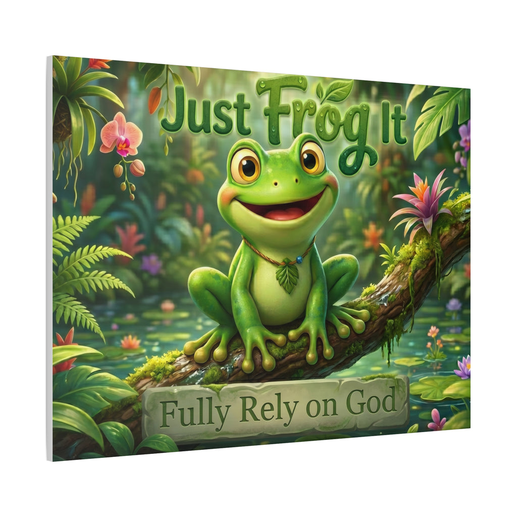 Just Frog It Canvas Wall Art — "Fully Rely on God" Inspirational Frog Print