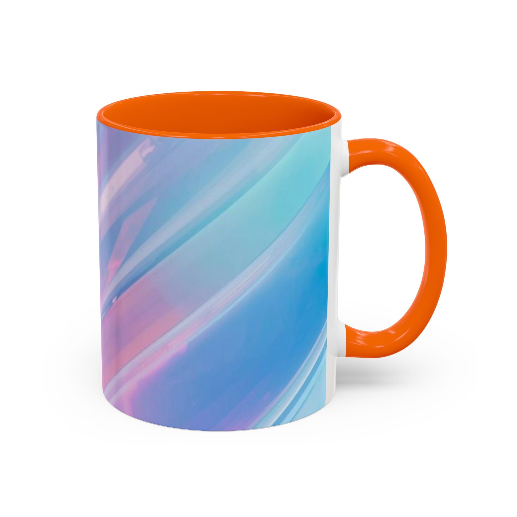 Pastel Swirl Accent Coffee Mug — Iridescent Pink & Blue 11/15oz