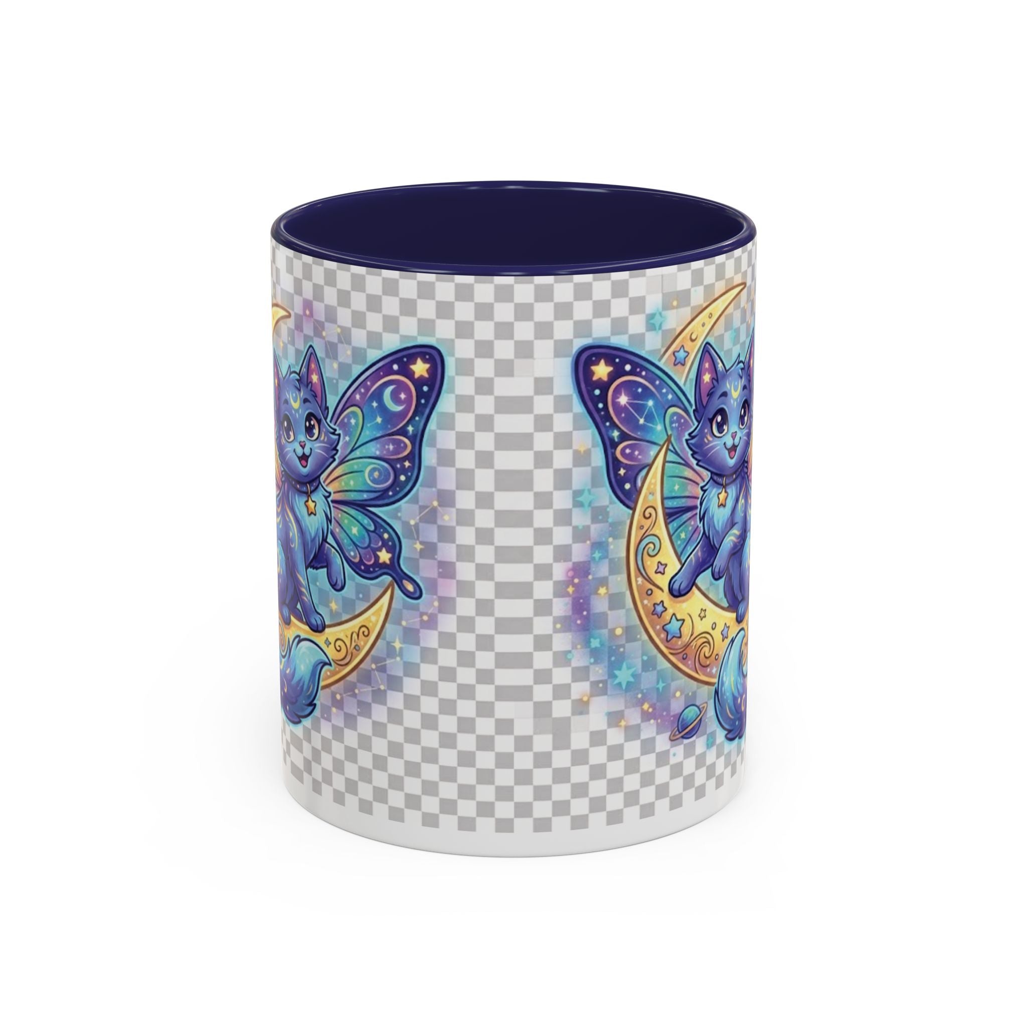 Magic Moon Cat Accent Mug — Cute Fantasy Butterfly Kitty Coffee Cup (11/15oz)