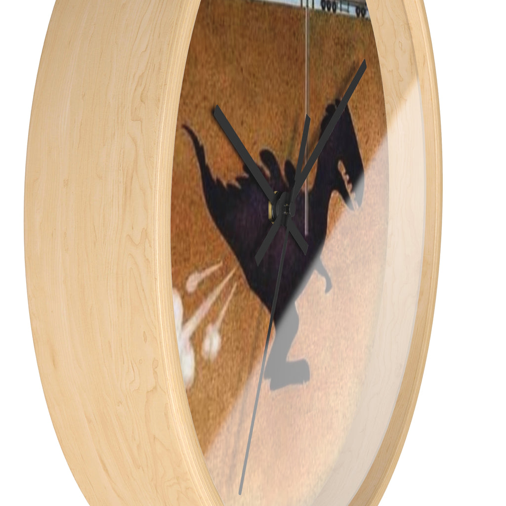 Wall Clock — Retro Dino Silhouette Fossil Art Clock