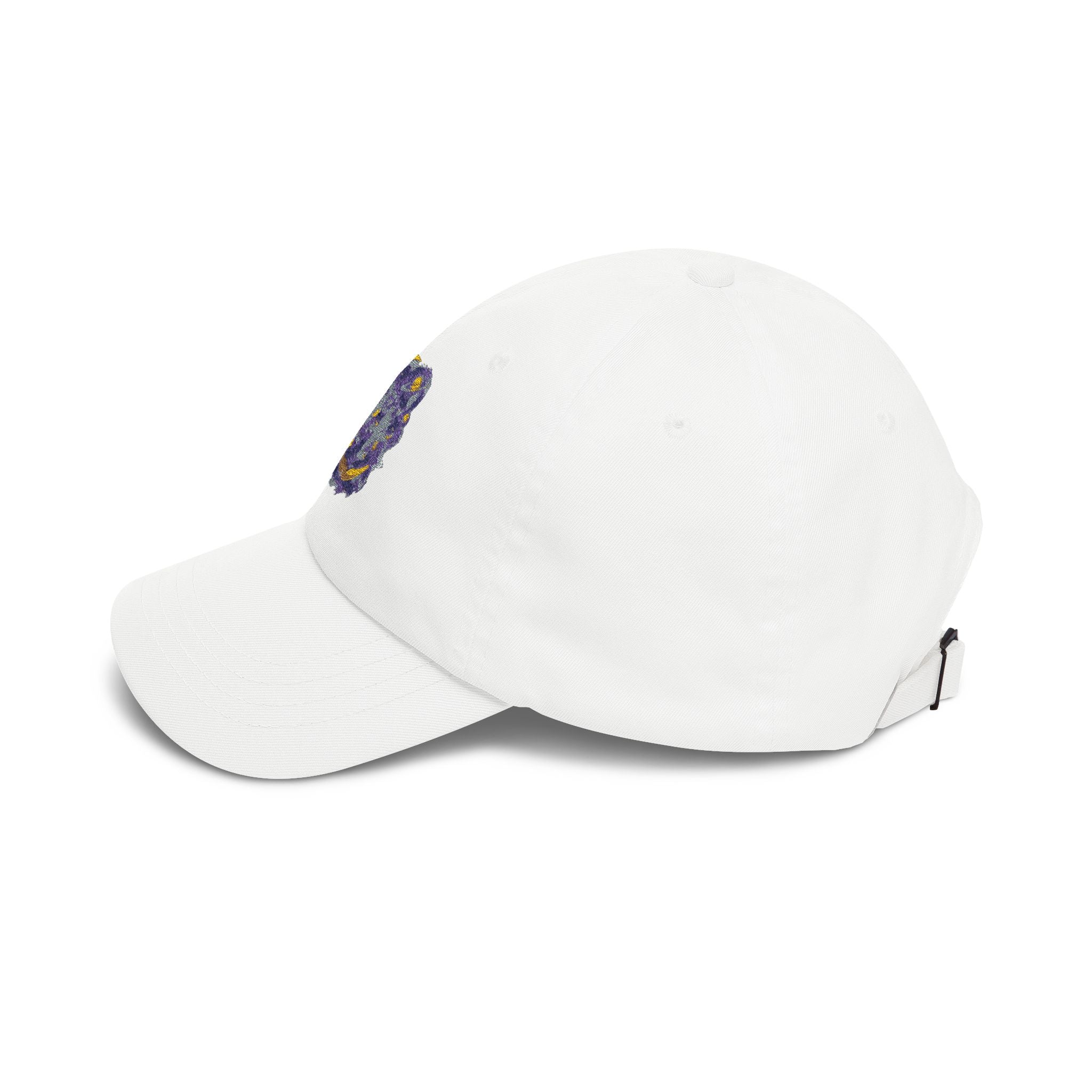 Dad Cap — Embroidered Purple & Gold Abstract Patch
