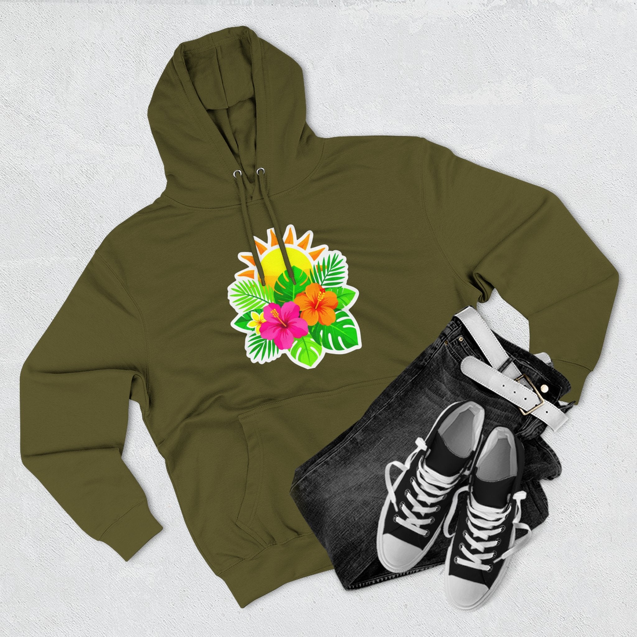 Tropical Hibiscus Hoodie — Sun & Palm Floral Pullover