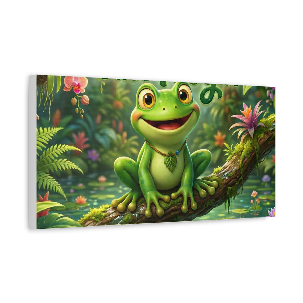 Just Frog It Canvas Wall Art — "Fully Rely on God" Inspirational Frog Print