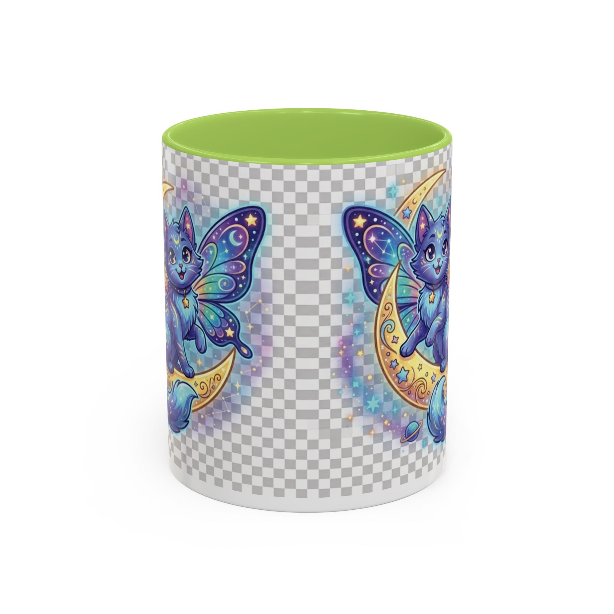 Magic Moon Cat Accent Mug — Cute Fantasy Butterfly Kitty Coffee Cup (11/15oz)