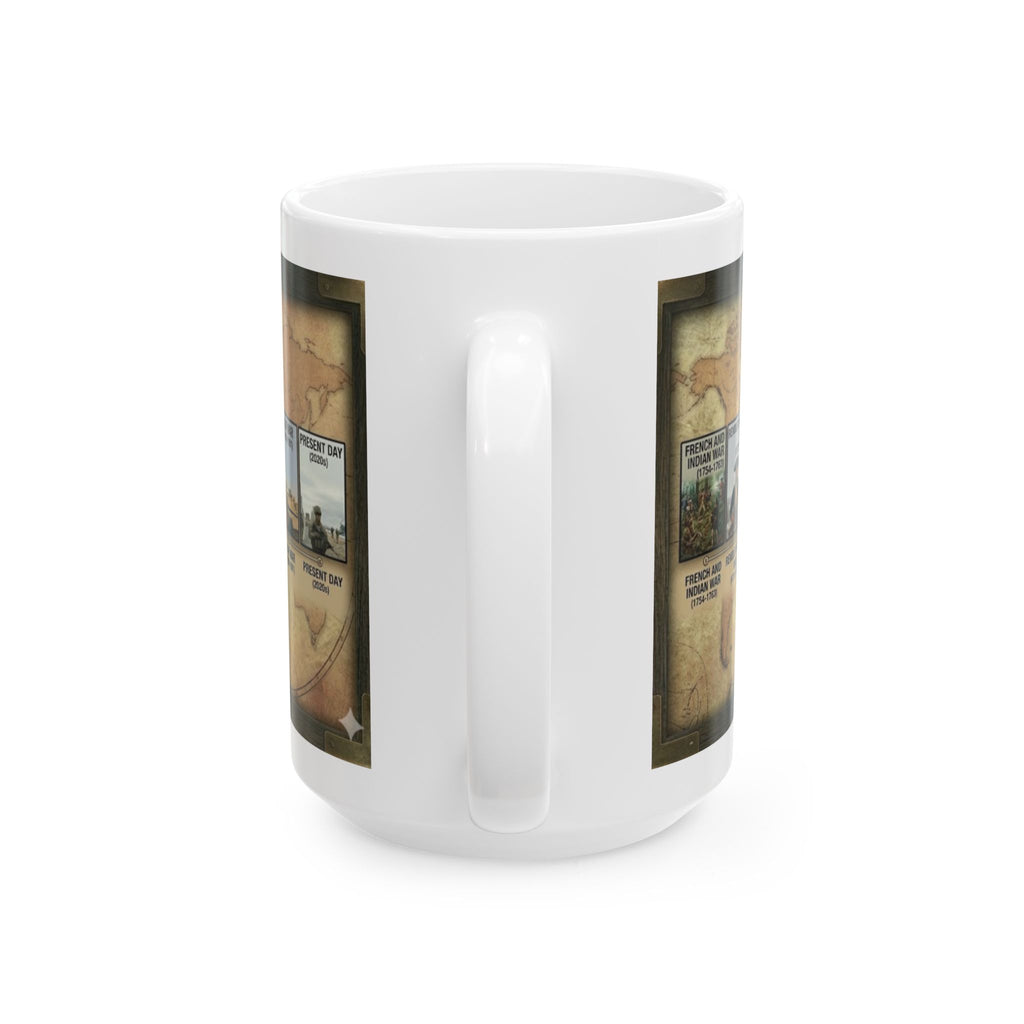 Historical Wars Timeline Ceramic Mug — Illustrated U.S. Conflicts Timeline (11oz, 15oz)