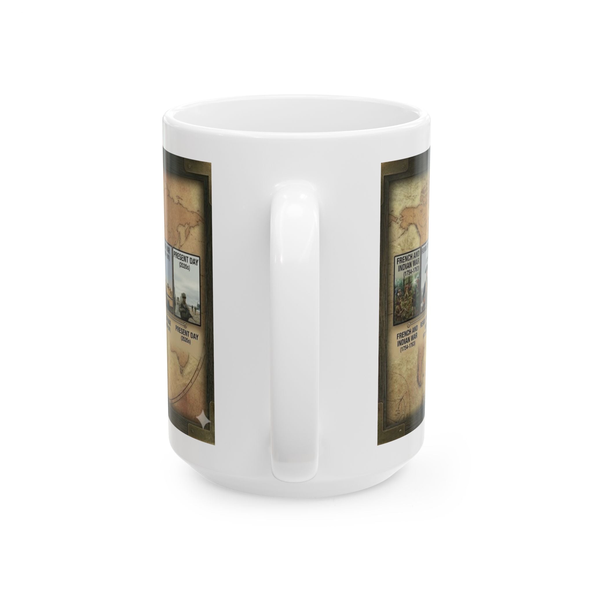 Historical Wars Timeline Ceramic Mug — Illustrated U.S. Conflicts Timeline (11oz, 15oz)