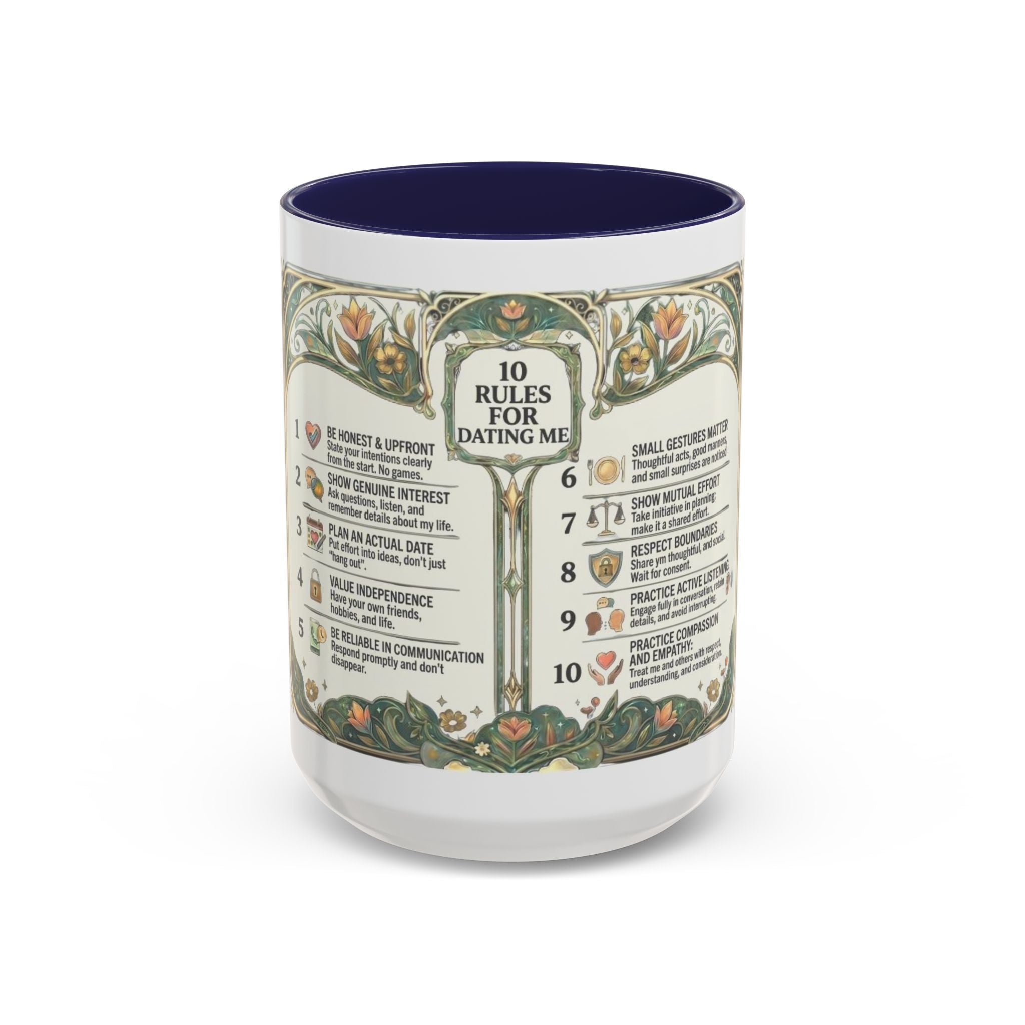 Accent Mug — '10 Rules for Dating Me' Decorative Coffee Cup