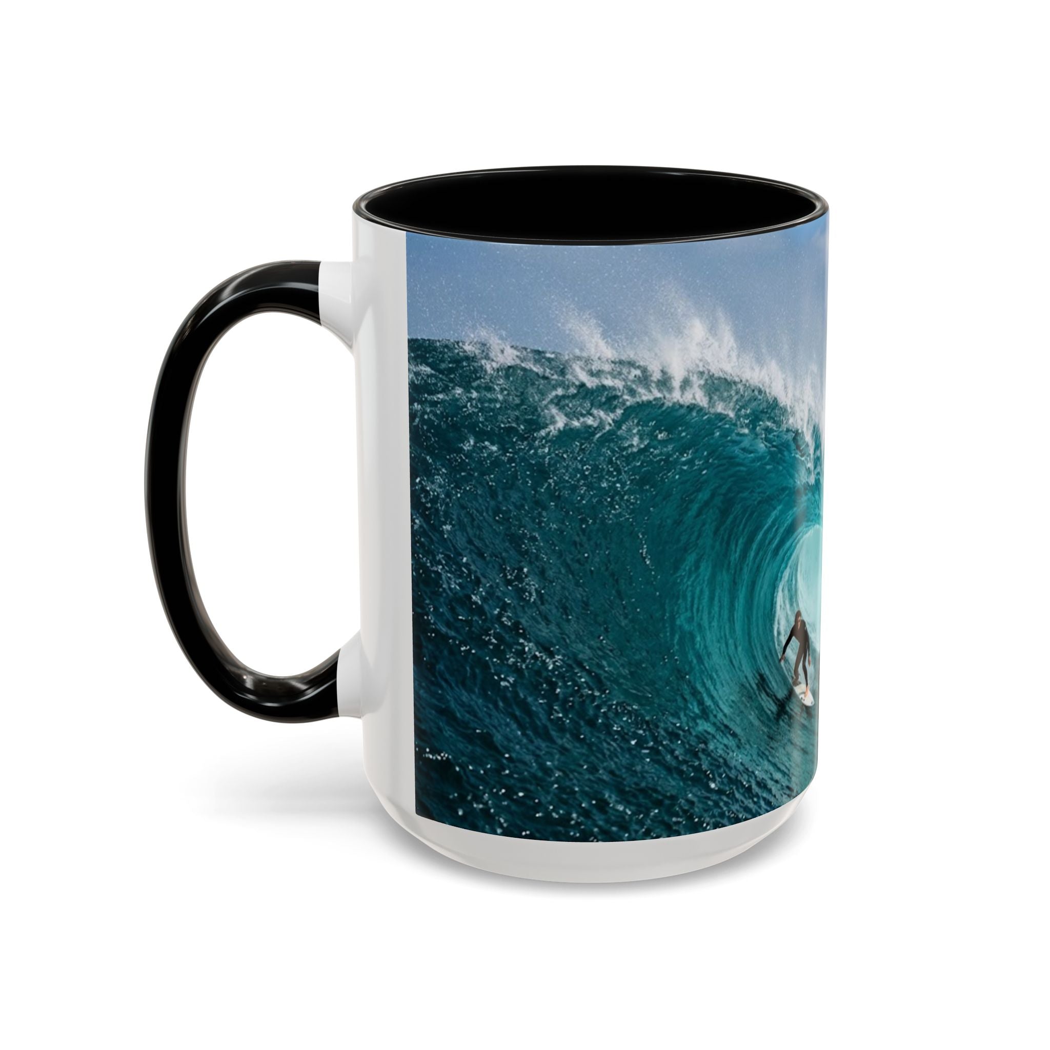 Surfing Wave Accent Coffee Mug — Ocean Beach Surfboard Photo 11/15oz
