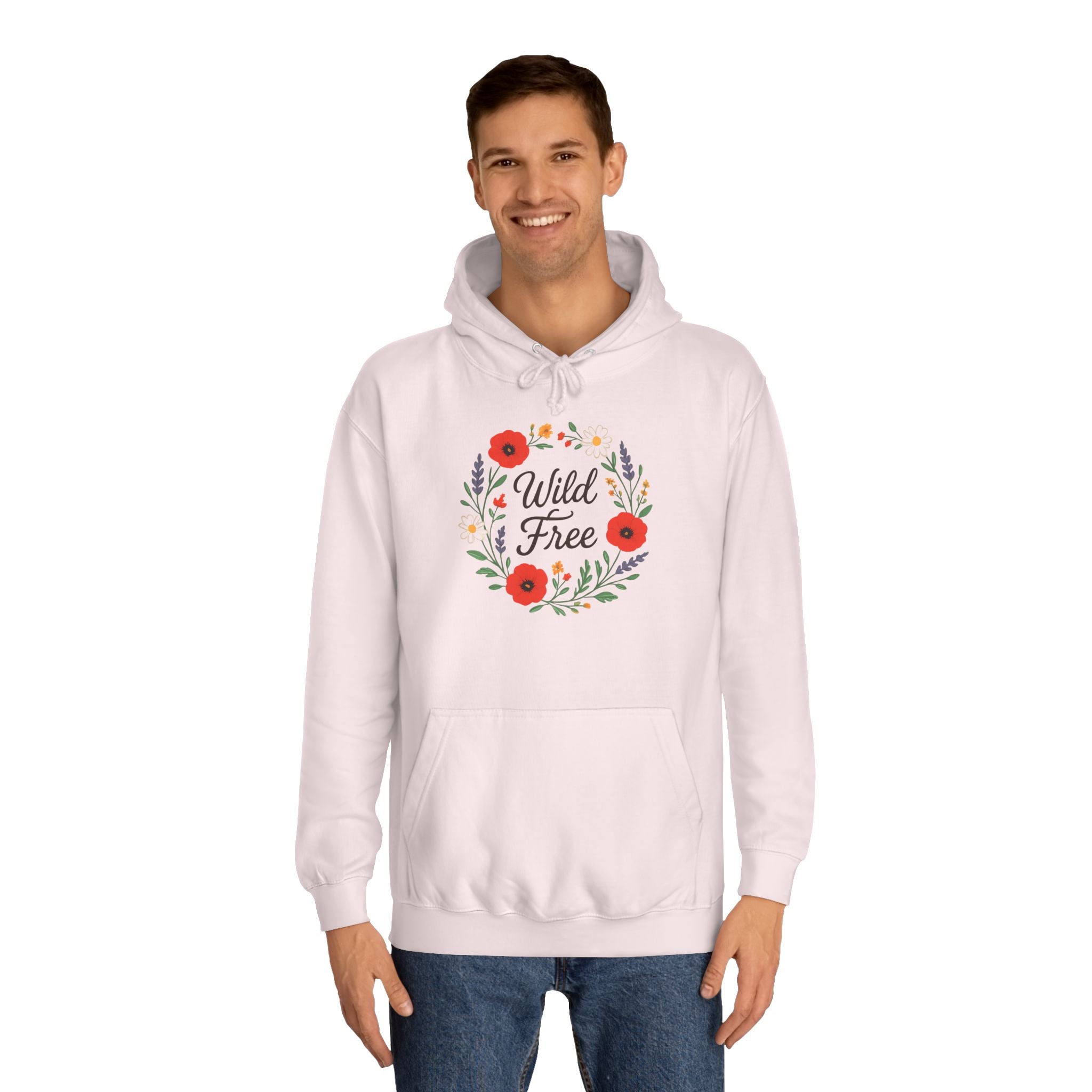 Wild & Free Floral Hoodie — Women's Boho Inspirational Sweatshirt