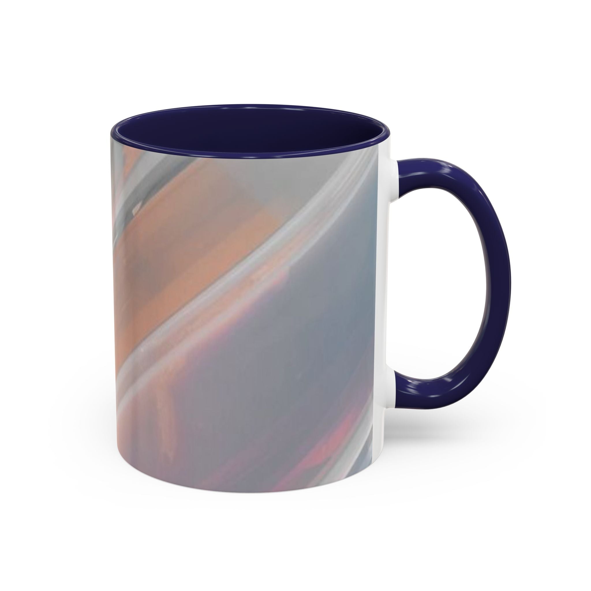 Abstract Peach Swirl Accent Coffee Mug — Modern Aesthetic Ceramic Mug